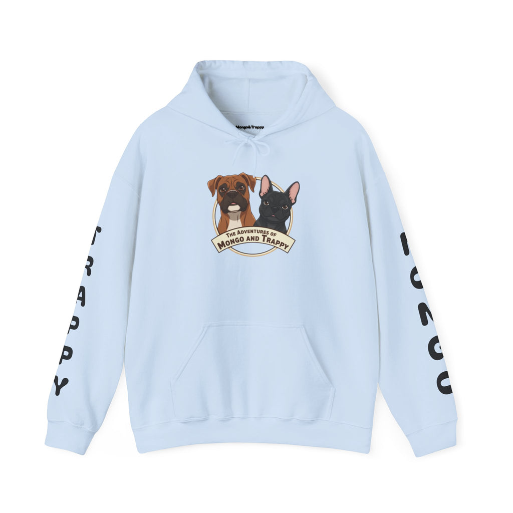 Dog Duo Hoodie — "Mongo and Trappy" Portrait Hoodie with QR Code