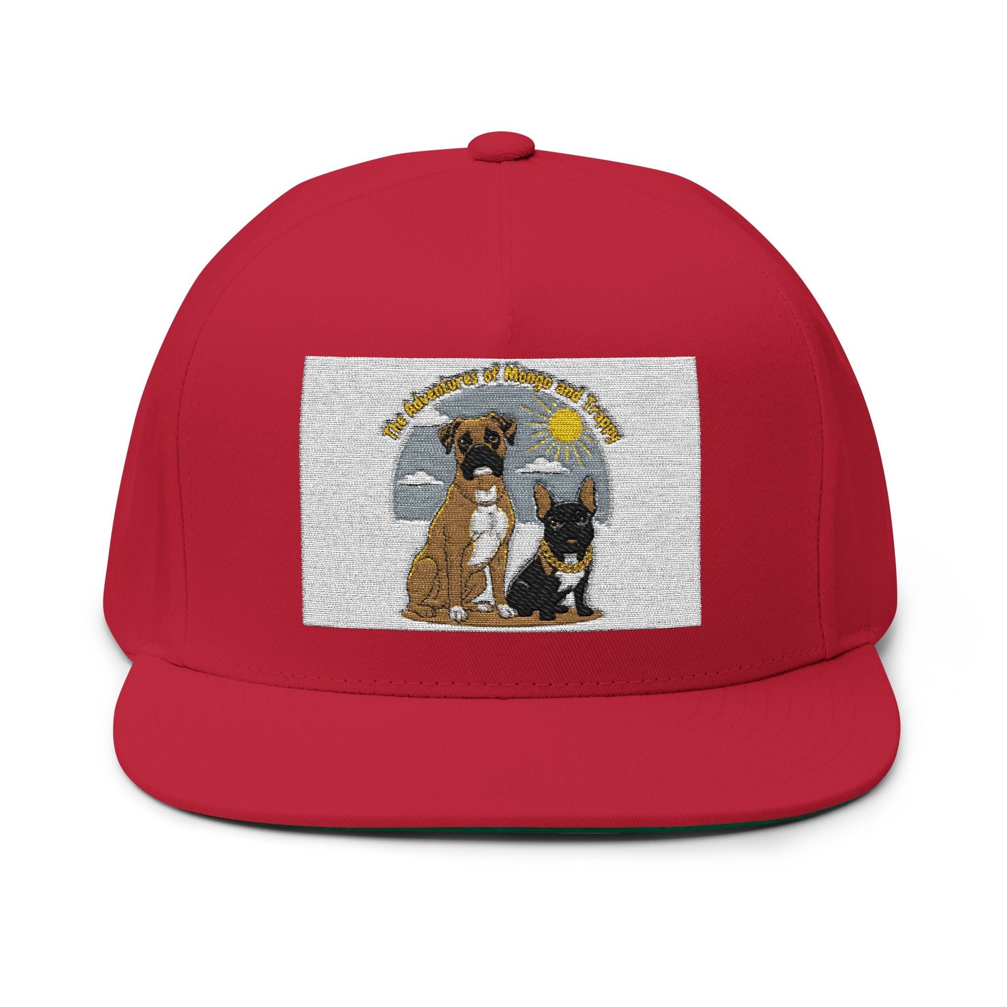 Embroidered Dog Duo Flat Bill Cap — "Mango & Troppy" Snapback
