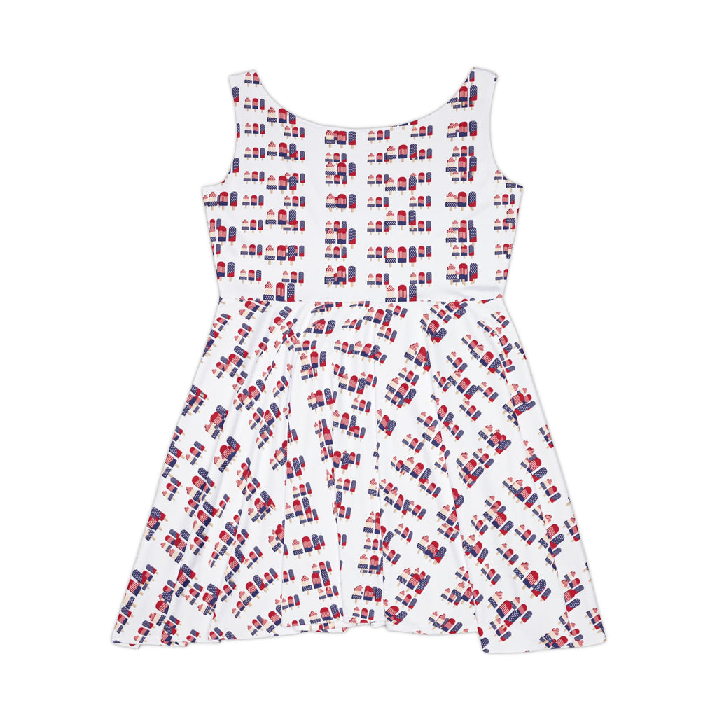 Patriotic Lipstick Print Skater Dress — Women’s All-Over-Print Summer Dress