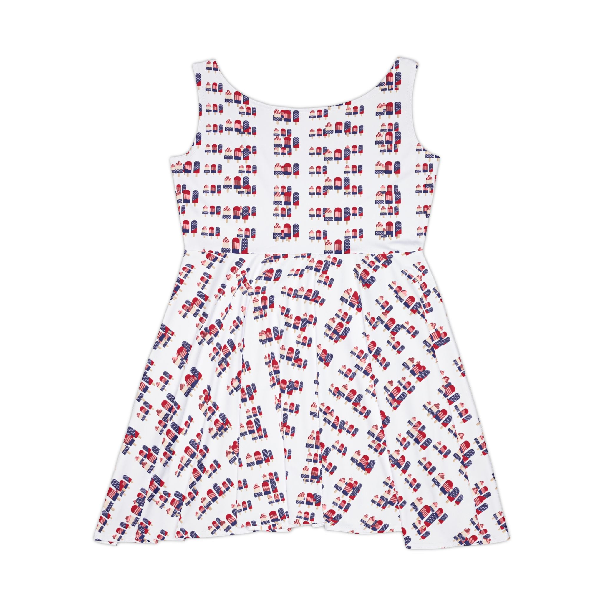 Patriotic Lipstick Print Skater Dress — Women’s All-Over-Print Summer Dress