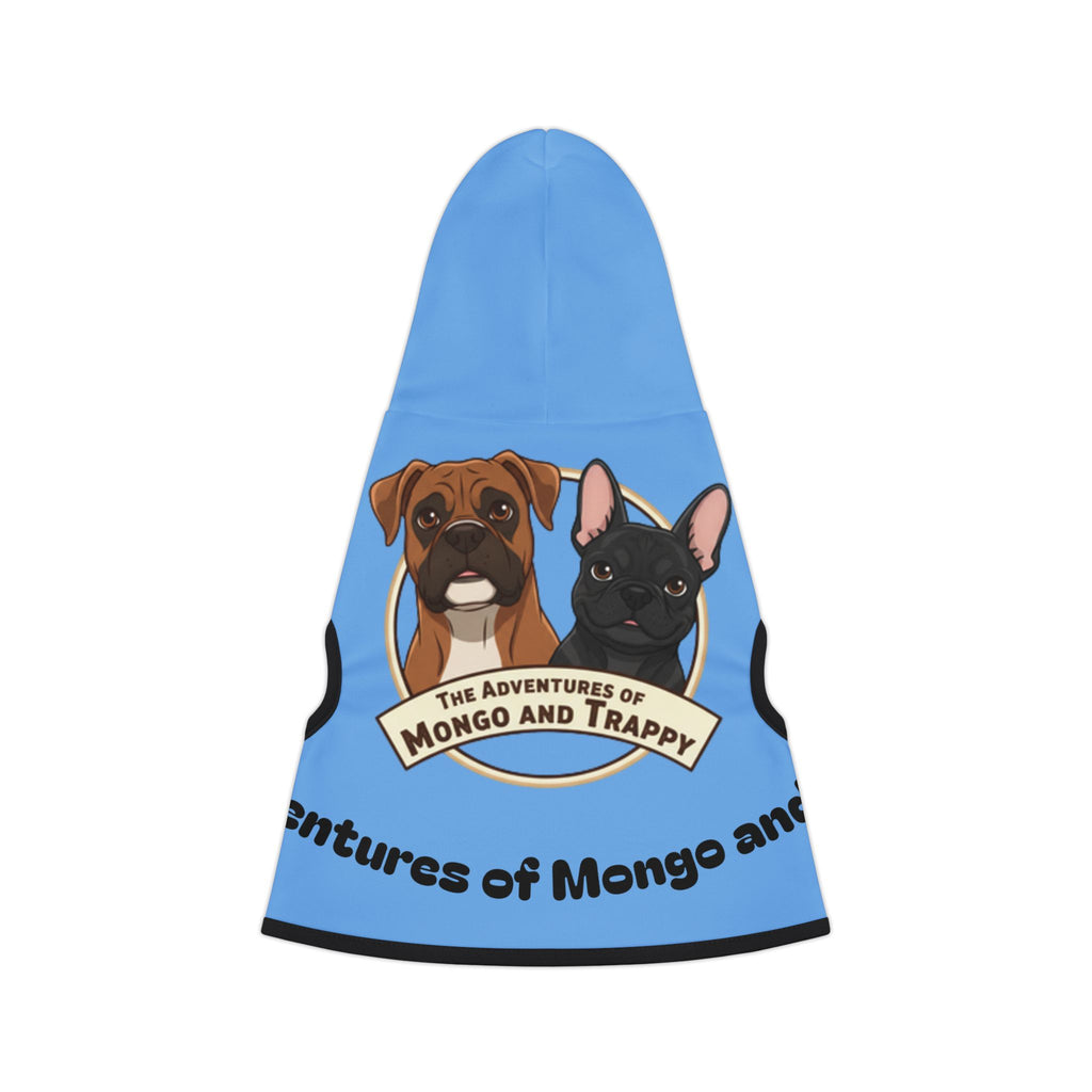 Pet Hoodie — "The Adventures of Mongo and Trappy" Blue Dog Hoodie for Small Pets