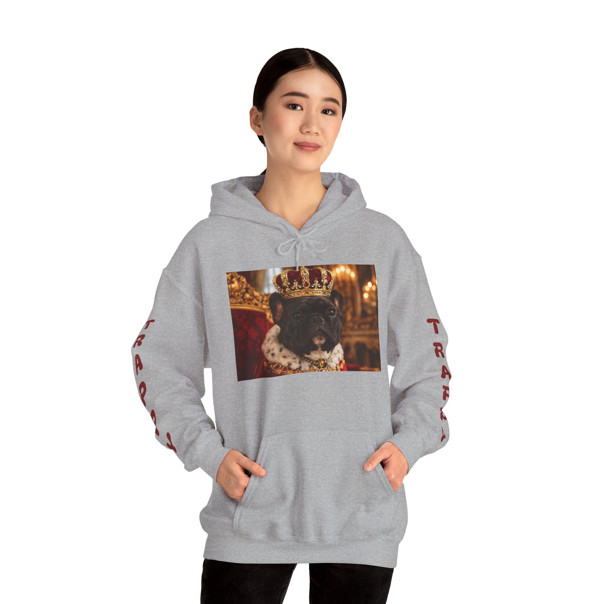 King Tuffy Crowned Dog Hoodie — Royal Dog Portrait Sweatshirt