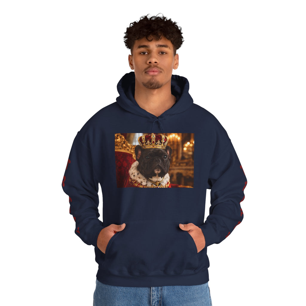 King Tuffy Crowned Dog Hoodie — Royal Dog Portrait Sweatshirt