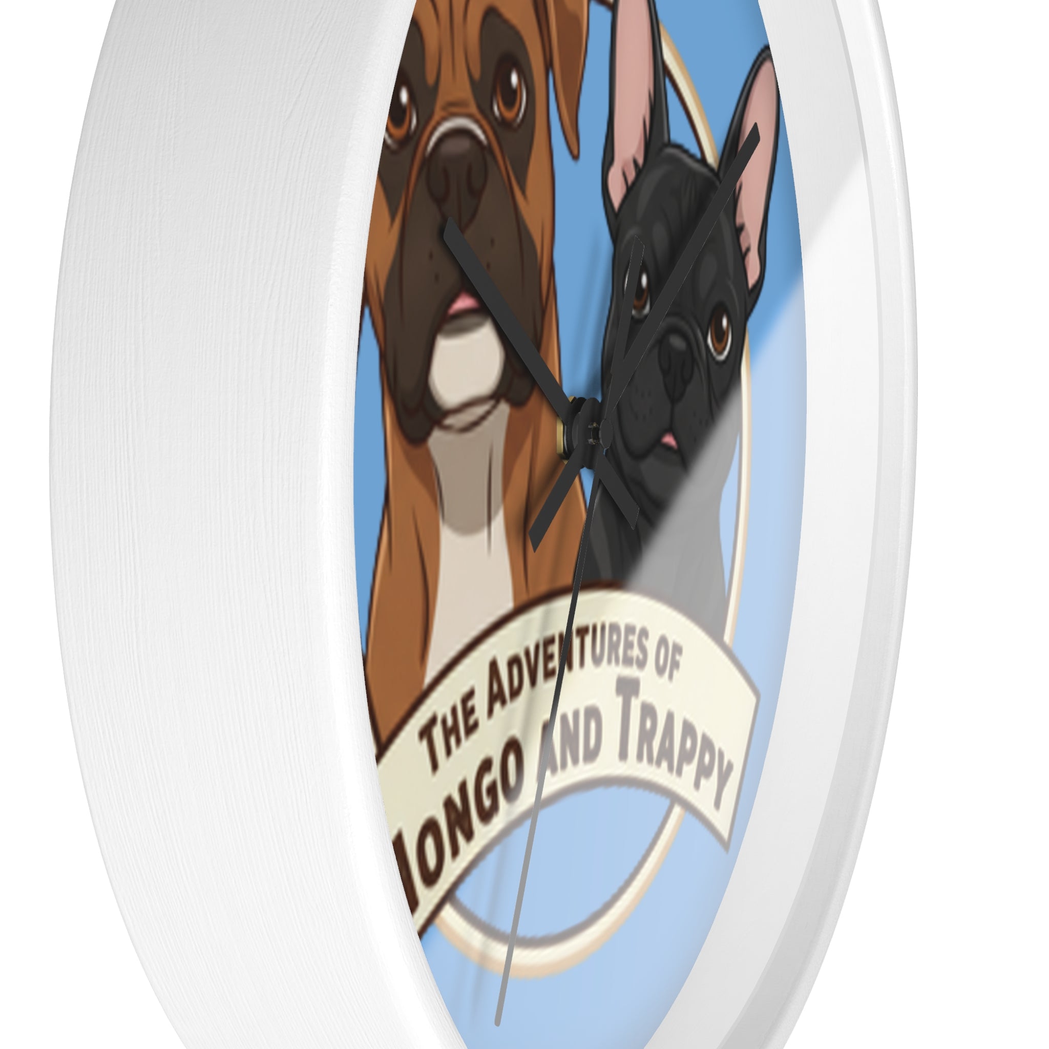 The Adventures of Mongo and Trappy Wall Clock — Cute Boxer & French Bulldog Pet Decor