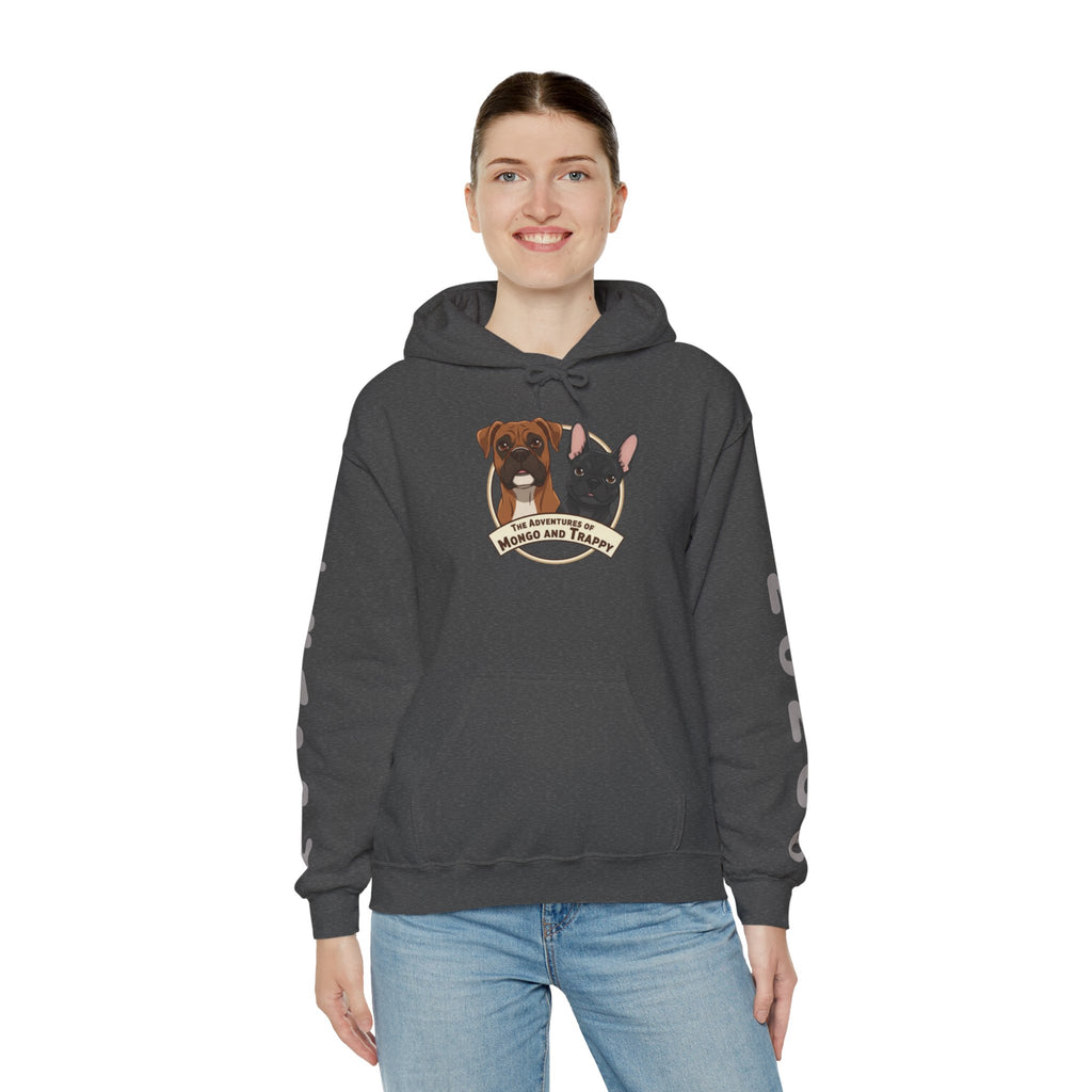 Dog Duo Hoodie — "Mongo and Trappy" Portrait Hoodie with QR Code
