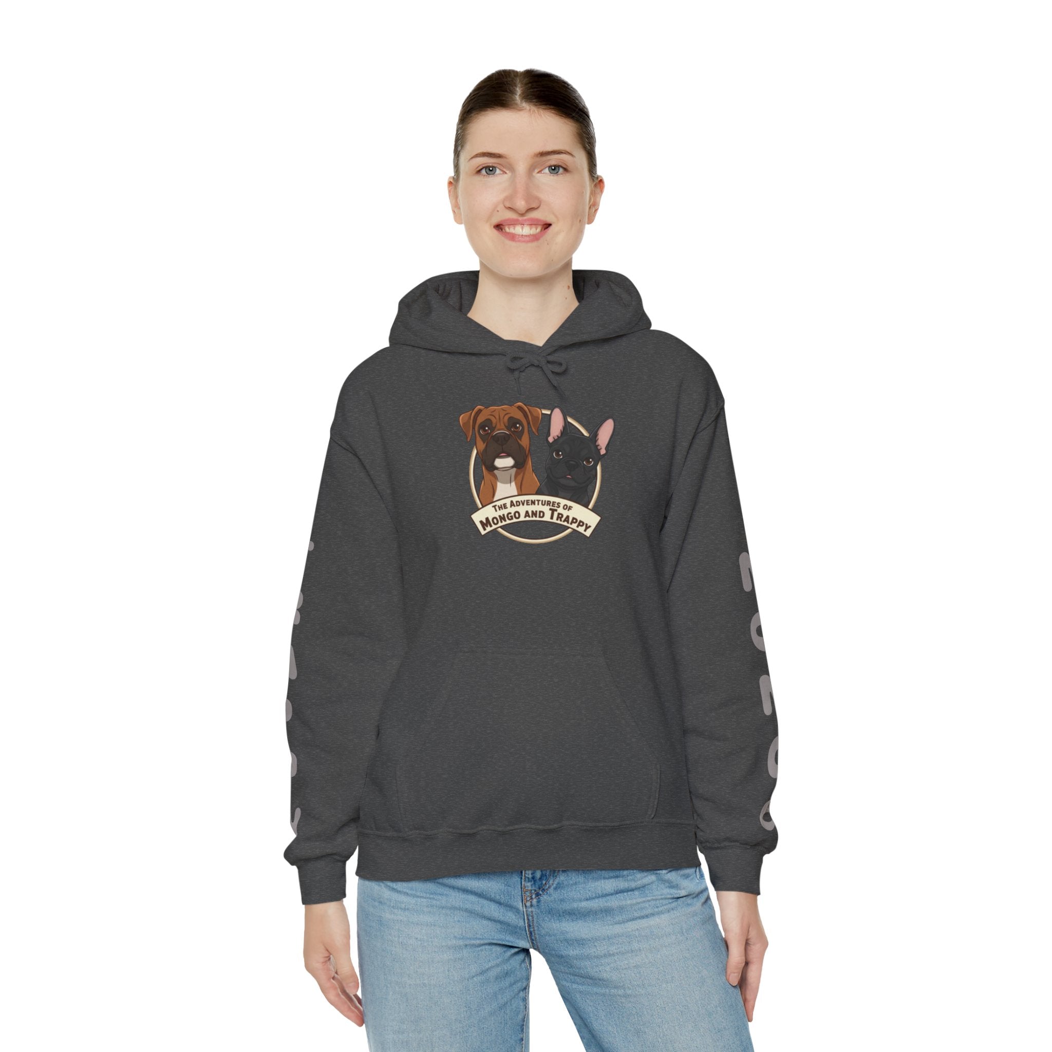 Dog Duo Hoodie — "Mongo and Trappy" Portrait Hoodie with QR Code