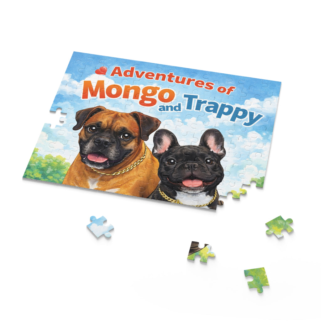Adventures of Mongo and Trappy Dog Puzzle — Personalized Pet Portrait Jigsaw (120/252/500 pcs)