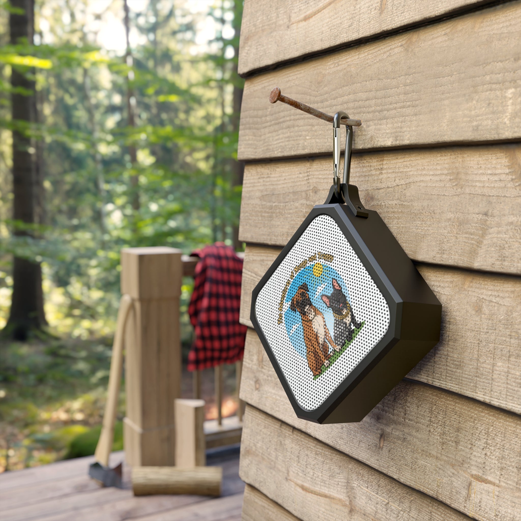 Outdoor Bluetooth Speaker — Illustrated Boxer & French Bulldog Design (“Two Reasons to Choose Outdoor Adventures”)