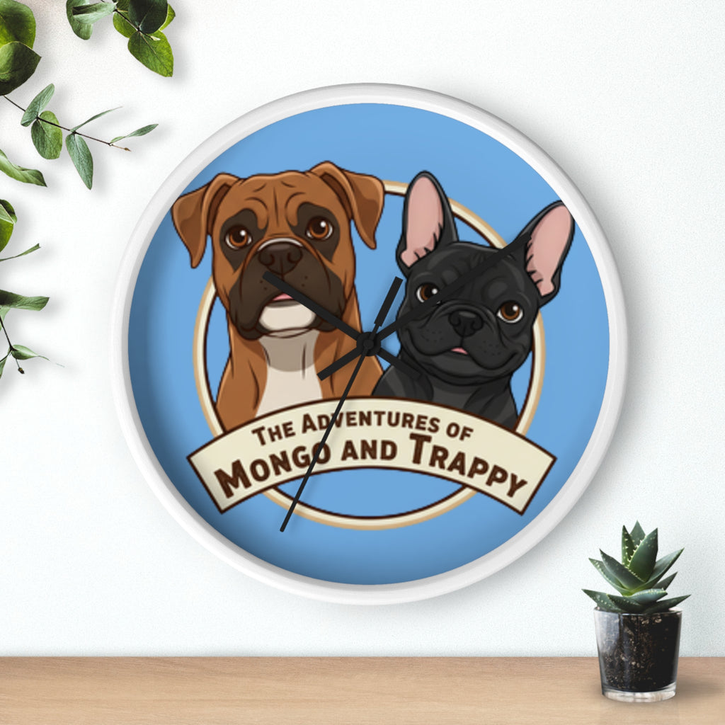 The Adventures of Mongo and Trappy Wall Clock — Cute Boxer & French Bulldog Pet Decor