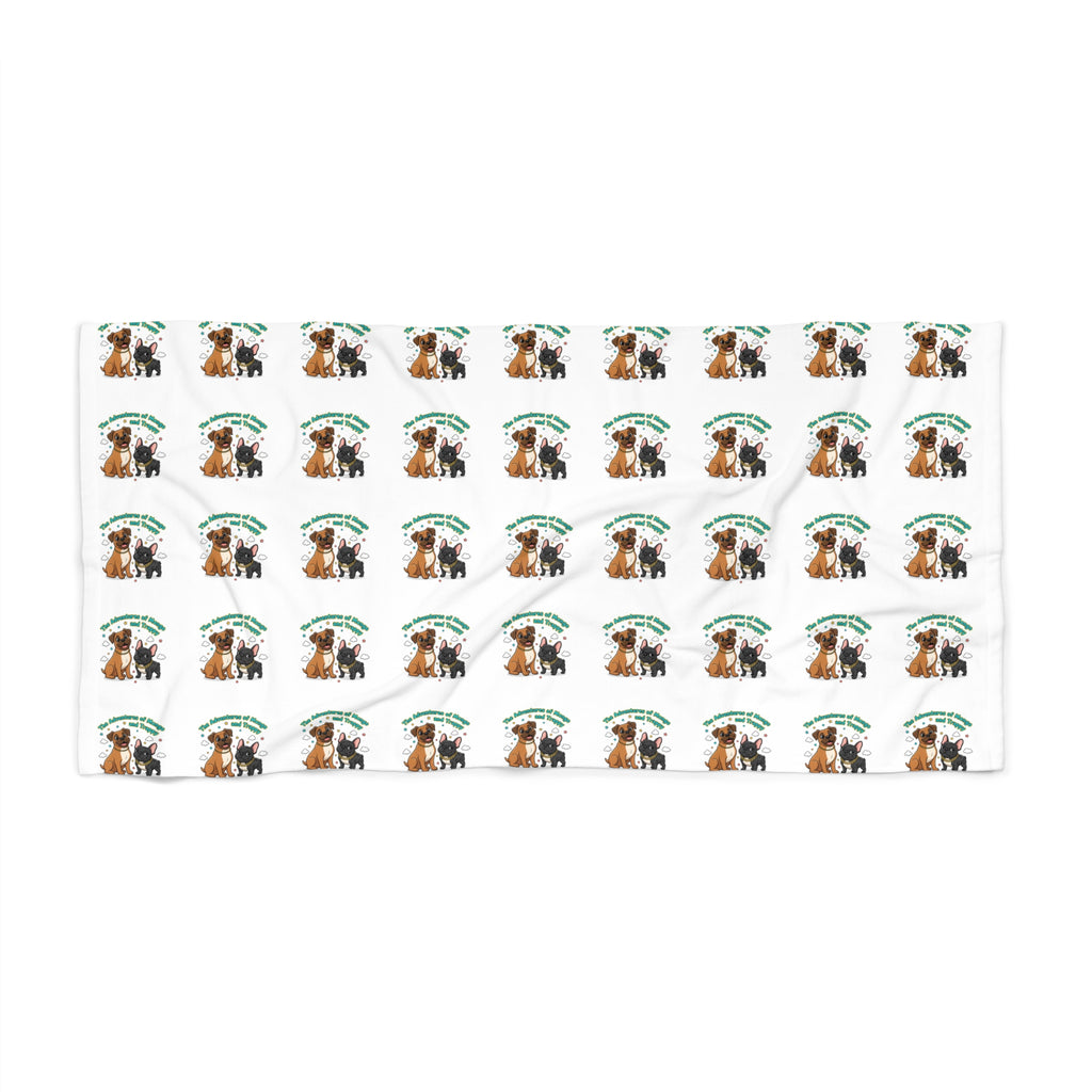 Beach Towel — Tropical Dog Pattern Beach Towel (Cute Puppy with Palm Tree)