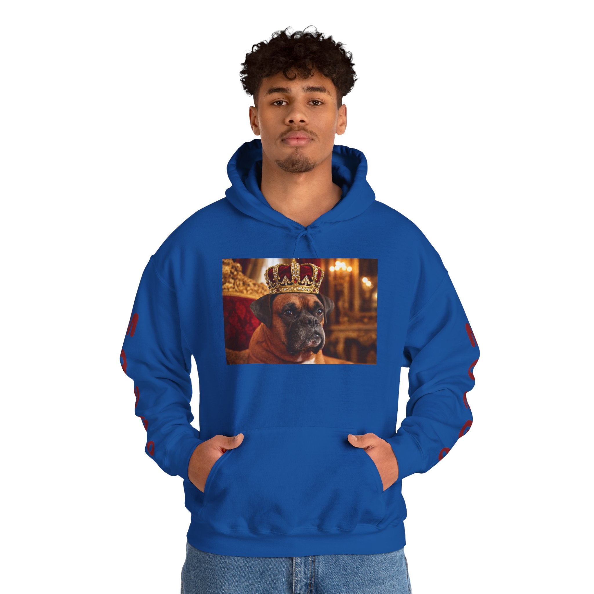King Mungo Hoodie – Royal Dog Photo Pullover with 'Mungo' Sleeve Text