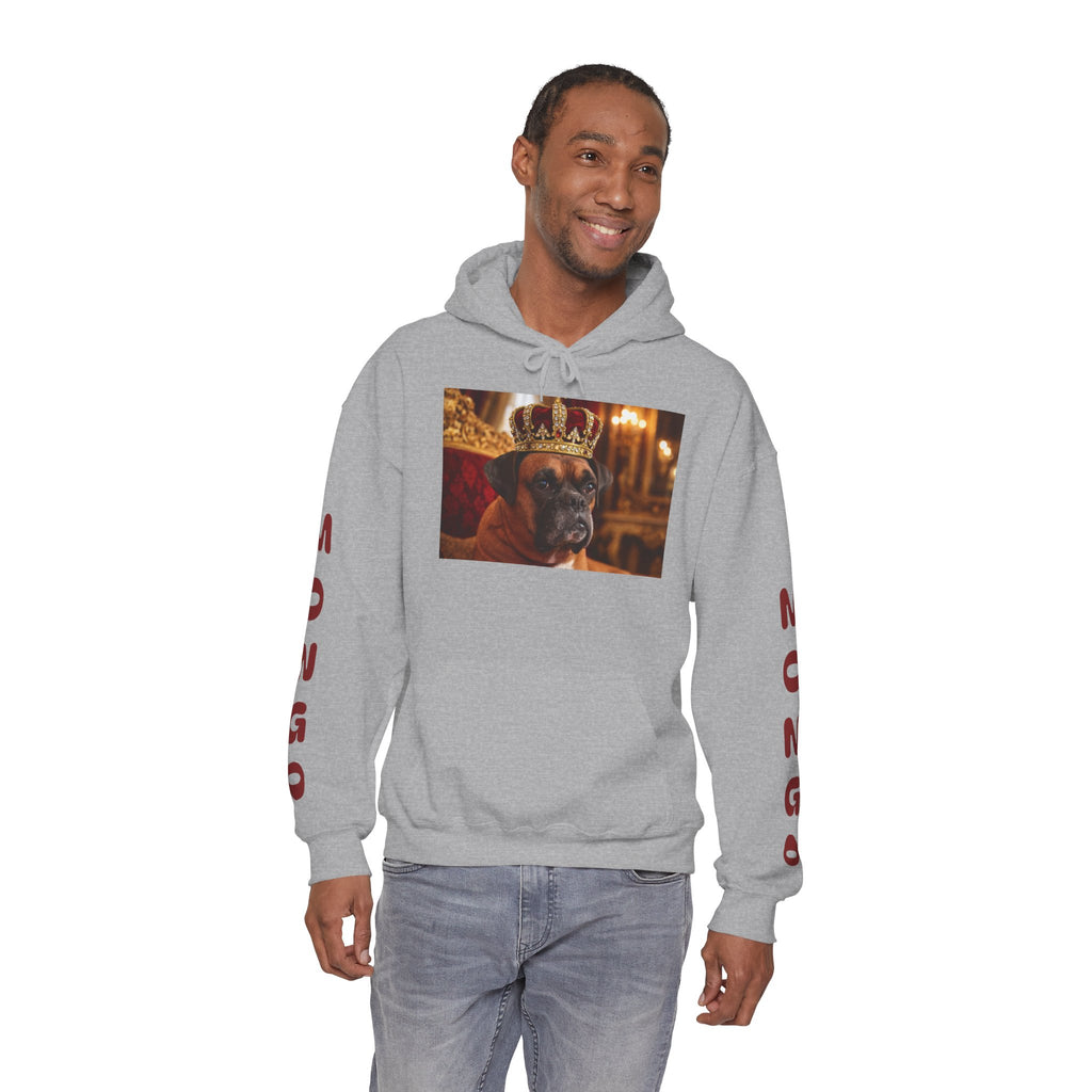King Mungo Hoodie – Royal Dog Photo Pullover with 'Mungo' Sleeve Text