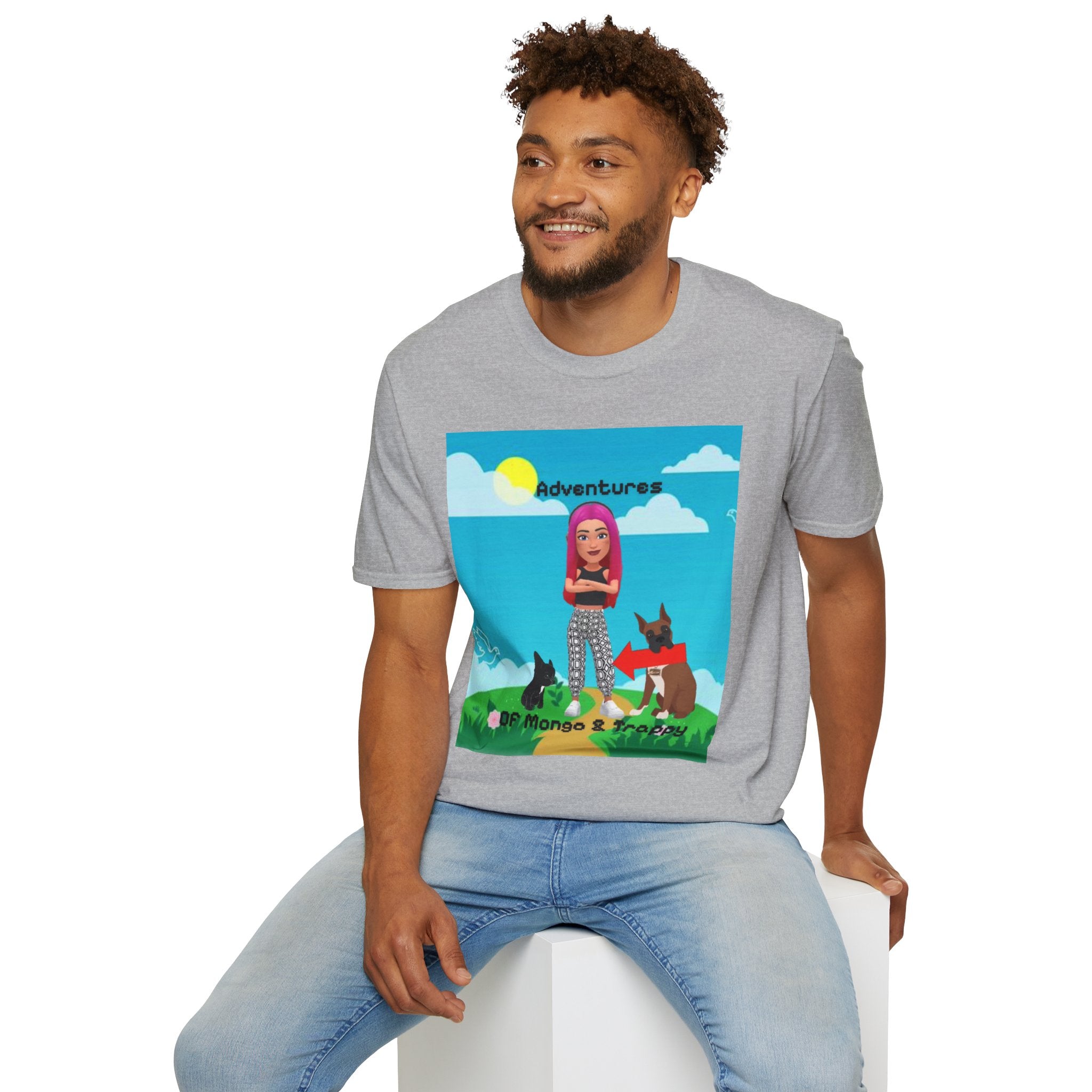 Adventure Graphic T-Shirt — “Adventures of Mongo & Trappy” with Back QR Code