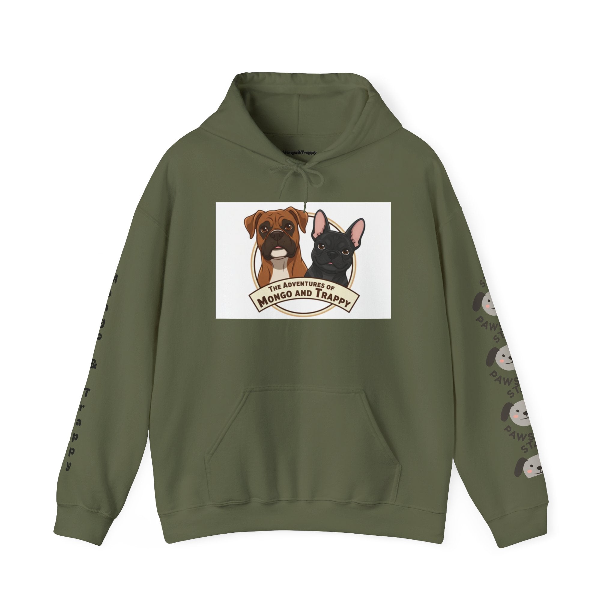 Stay Pawsitive Mongo and Trappy Dog Portrait Hoodie
