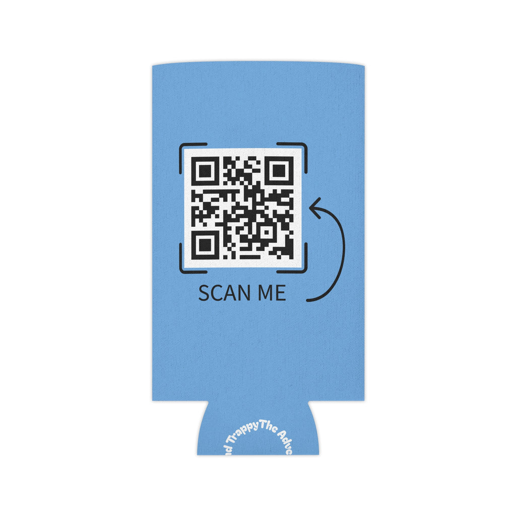 Can Cooler — 'Adventures of Mongo and Trappy' Book Cover Design with QR Code