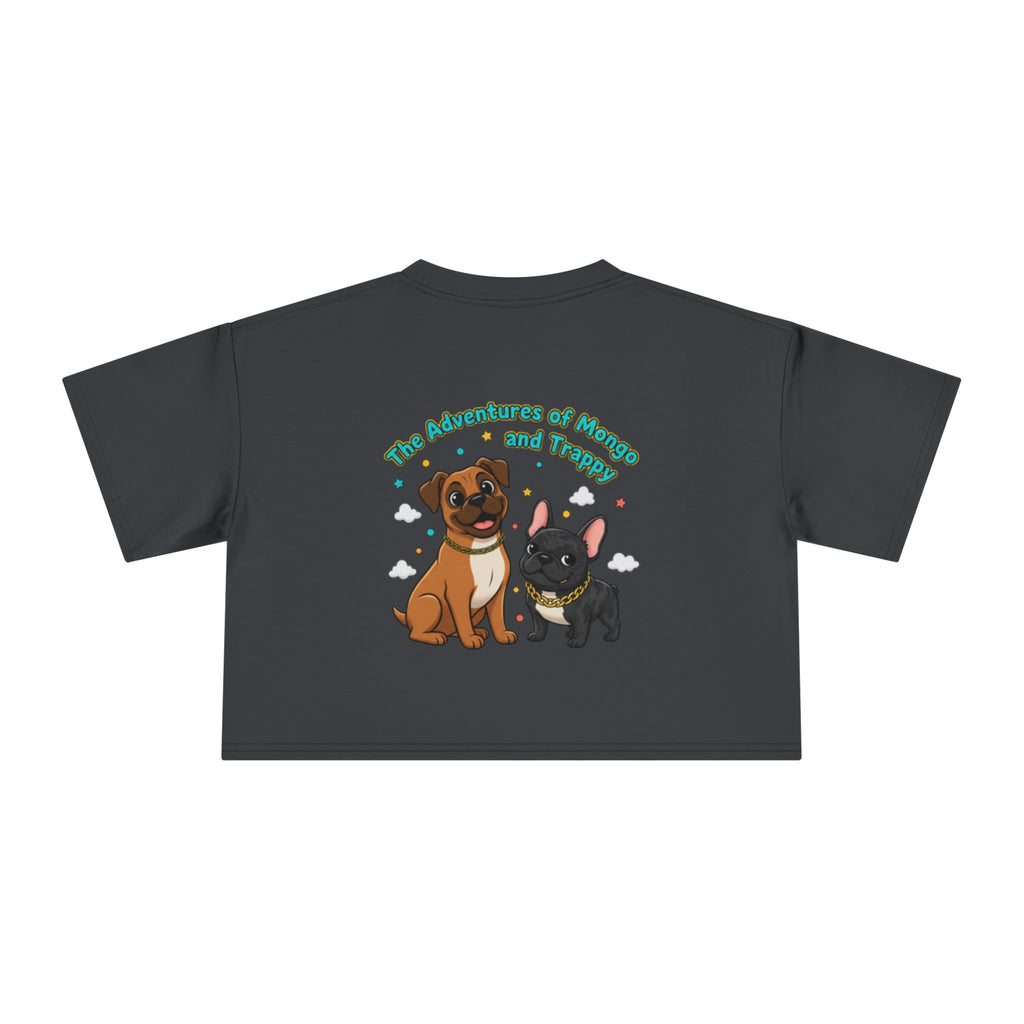 Adventures of Mongo & Trappy Crop Tee  Cute French Bulldog Graphic
