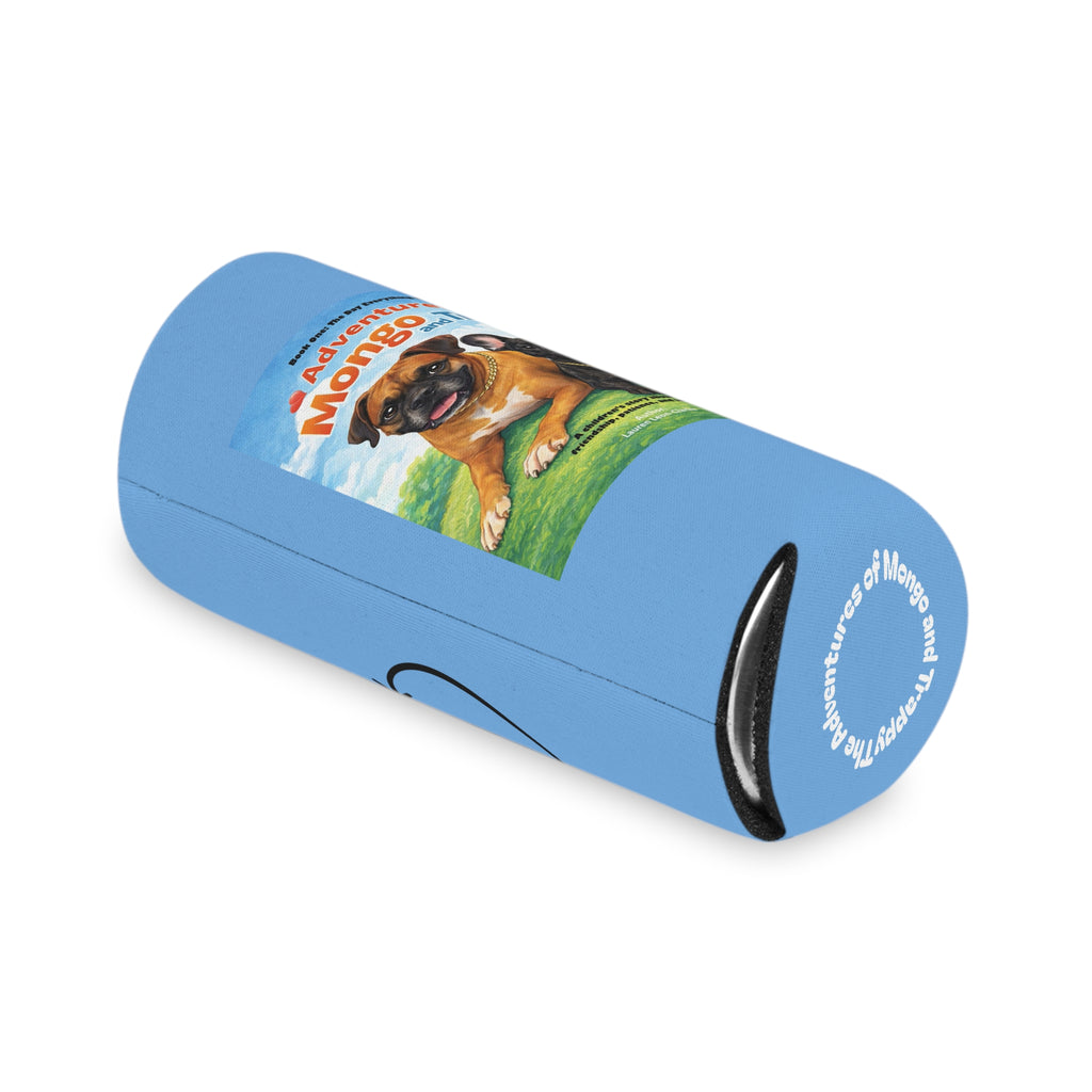 Can Cooler — 'Adventures of Mongo and Trappy' Book Cover Design with QR Code
