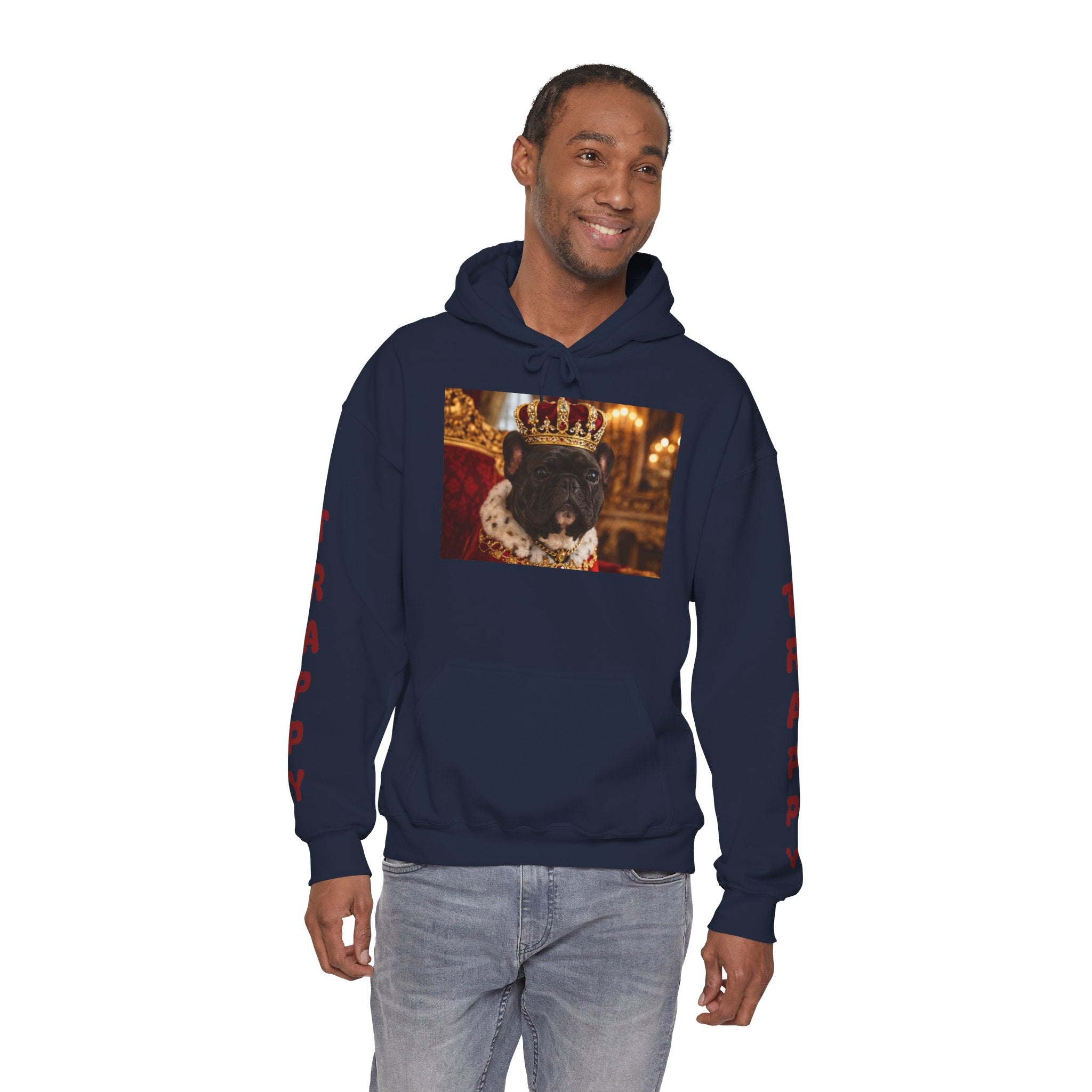 King Tuffy Crowned Dog Hoodie — Royal Dog Portrait Sweatshirt