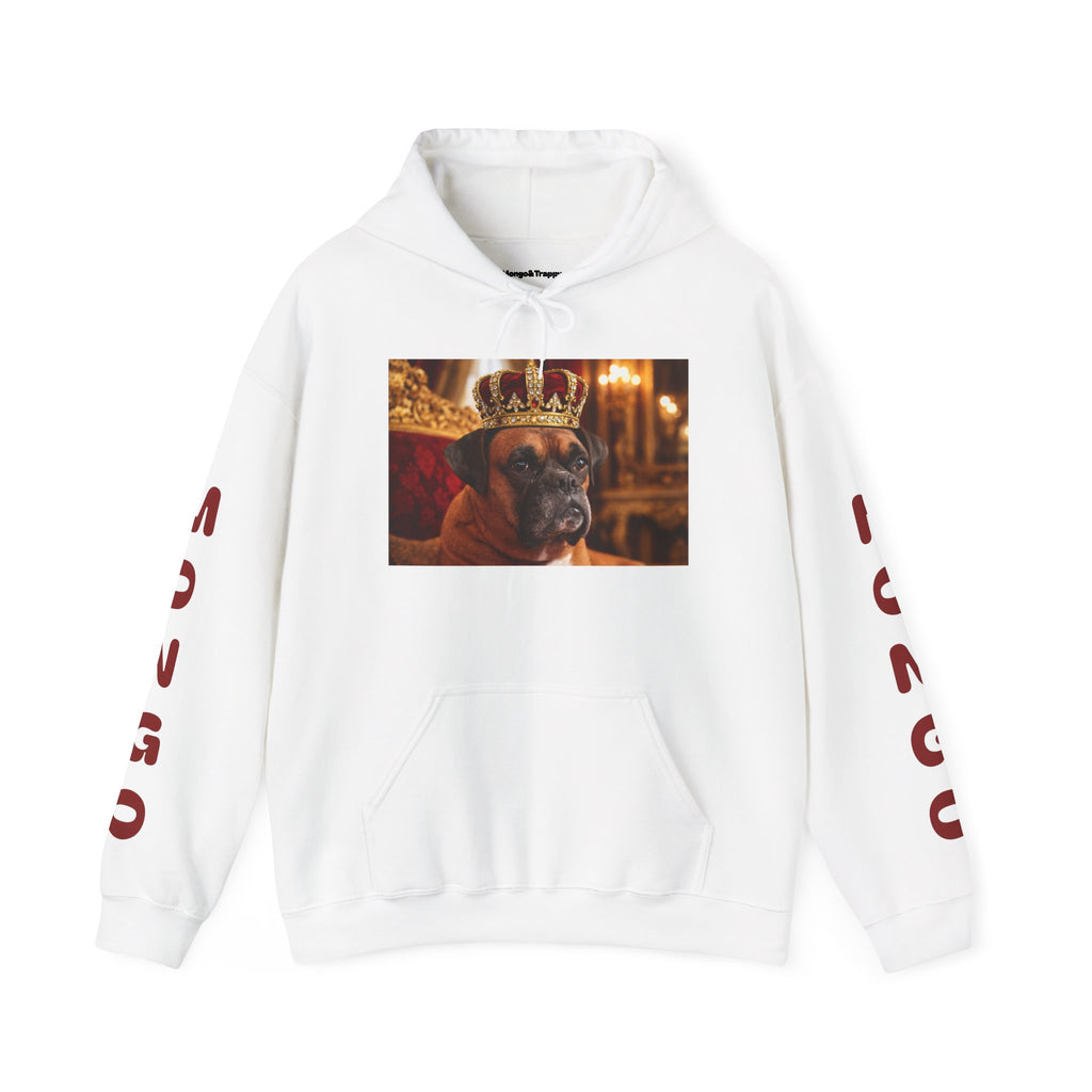 King Mungo Hoodie – Royal Dog Photo Pullover with 'Mungo' Sleeve Text