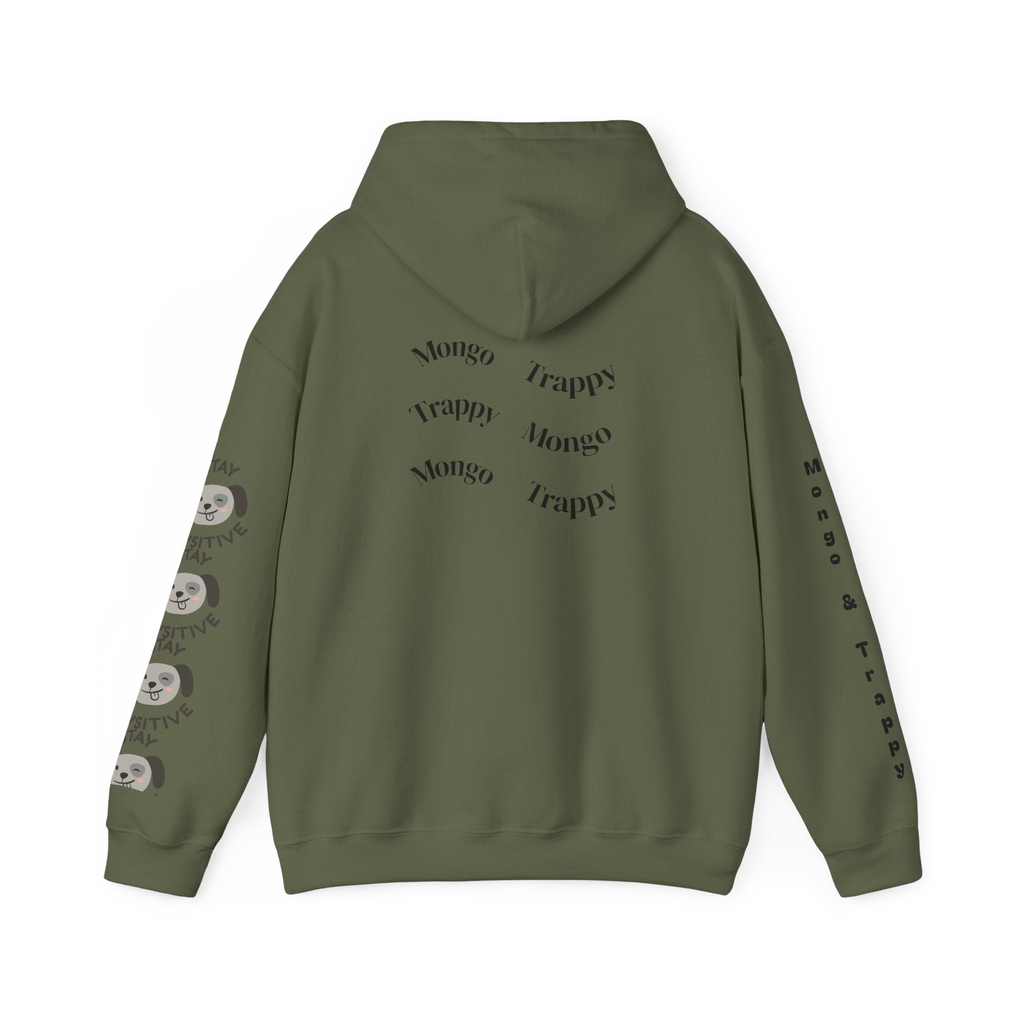 Stay Pawsitive Mongo and Trappy Dog Portrait Hoodie