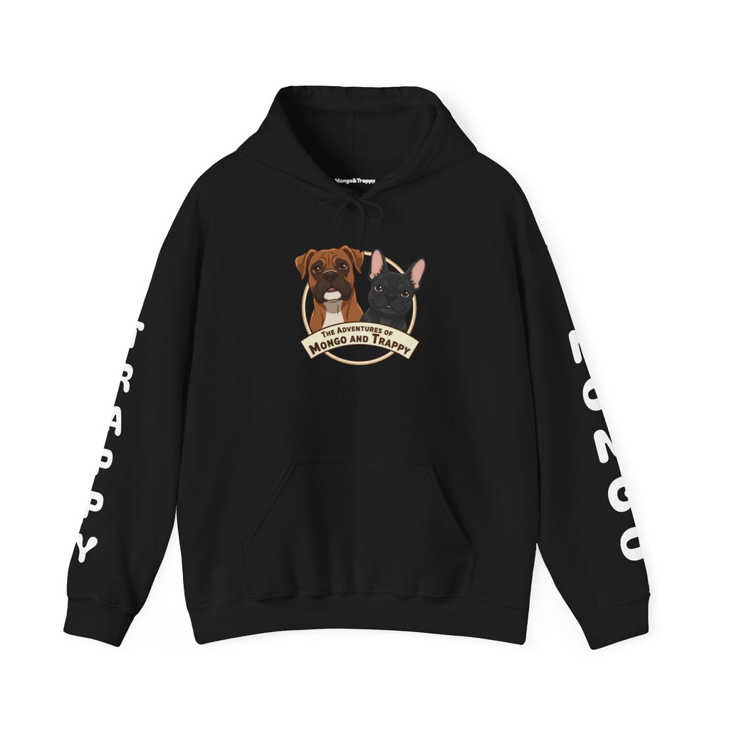 Dog Duo Hoodie — "Mongo and Trappy" Portrait Hoodie with QR Code
