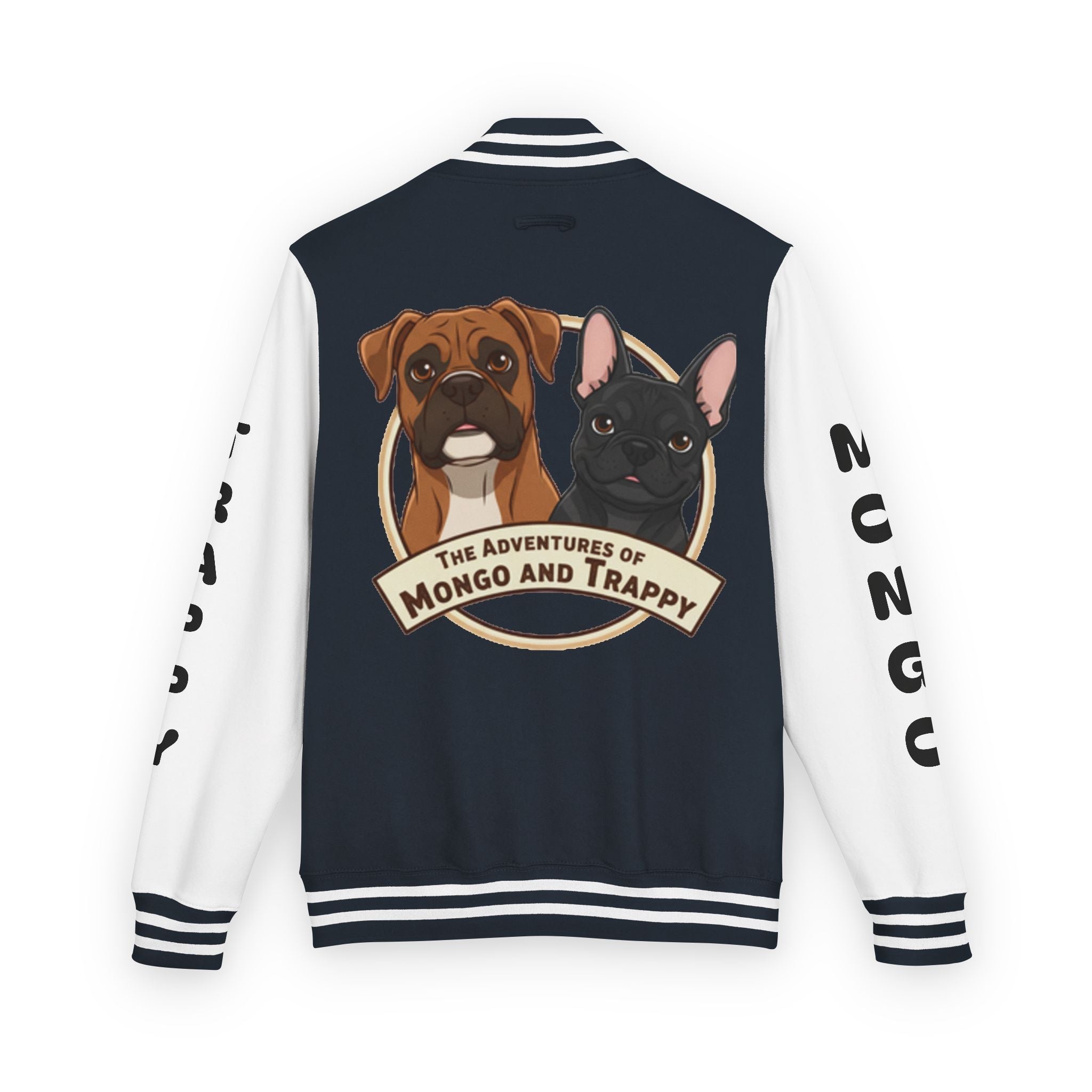 The Adventures of Mongo and Trappy Letterman Jacket | Dog Portrait Varsity Jacket