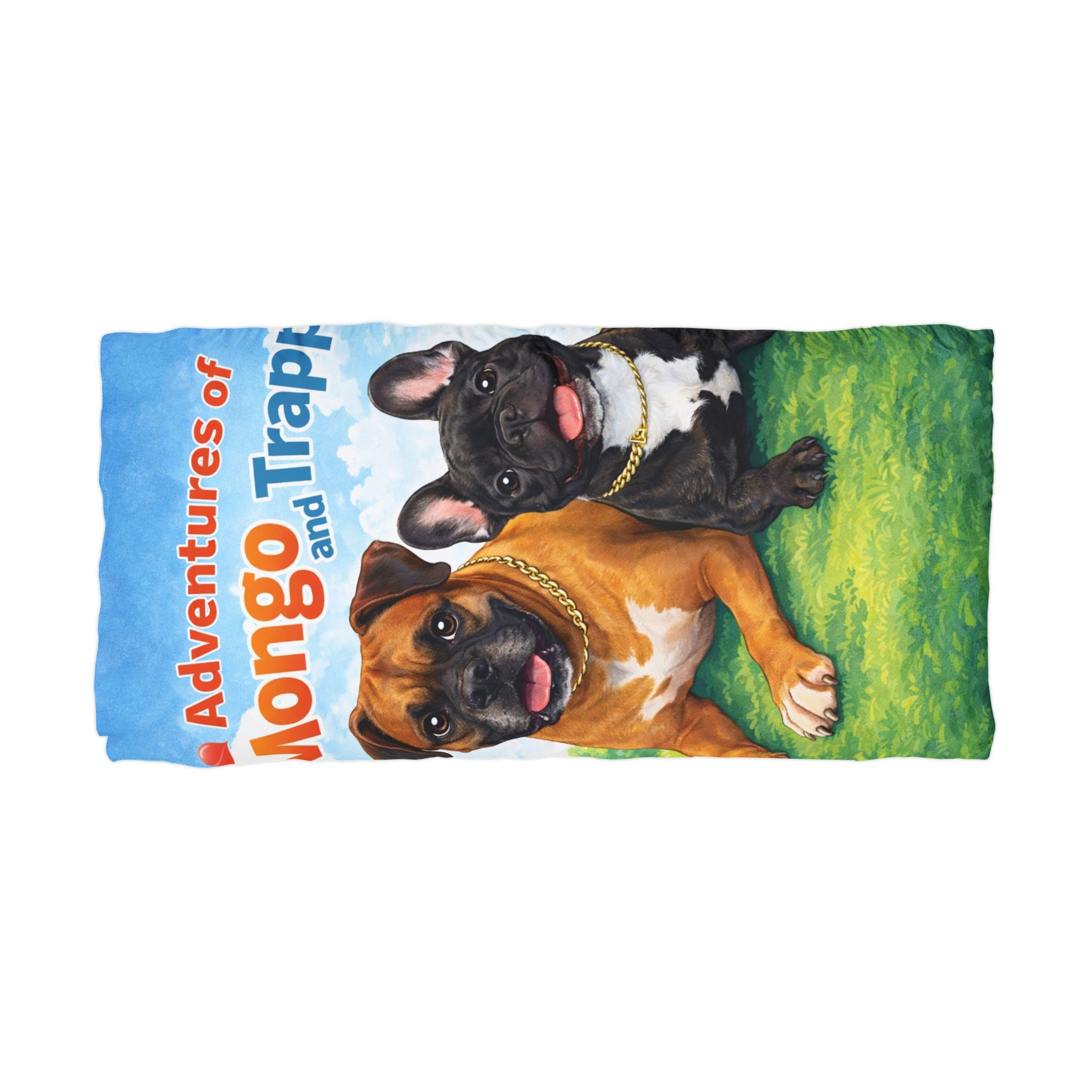 Microfiber Pillowcase — “Adventures of Mongo and Trappy” Cute Dog Illustration Pillowcase