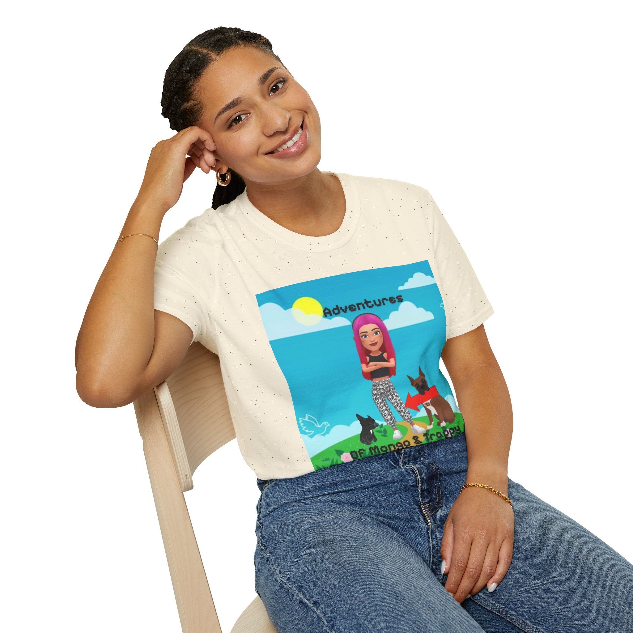 Adventure Graphic T-Shirt — “Adventures of Mongo & Trappy” with Back QR Code