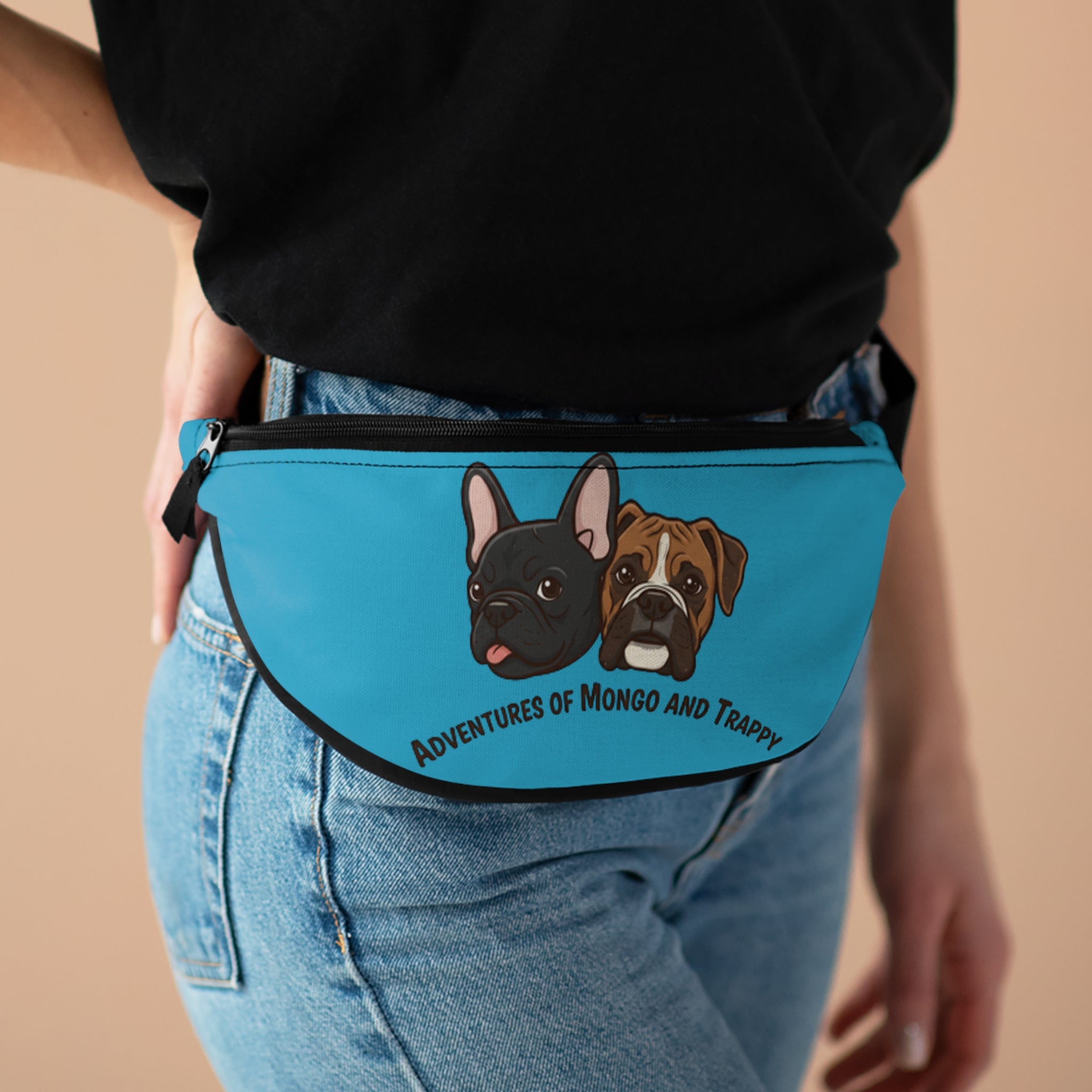 Fanny Pack — "Adventures of Mongo and Trappy" Blue Dog Face Waist Bag