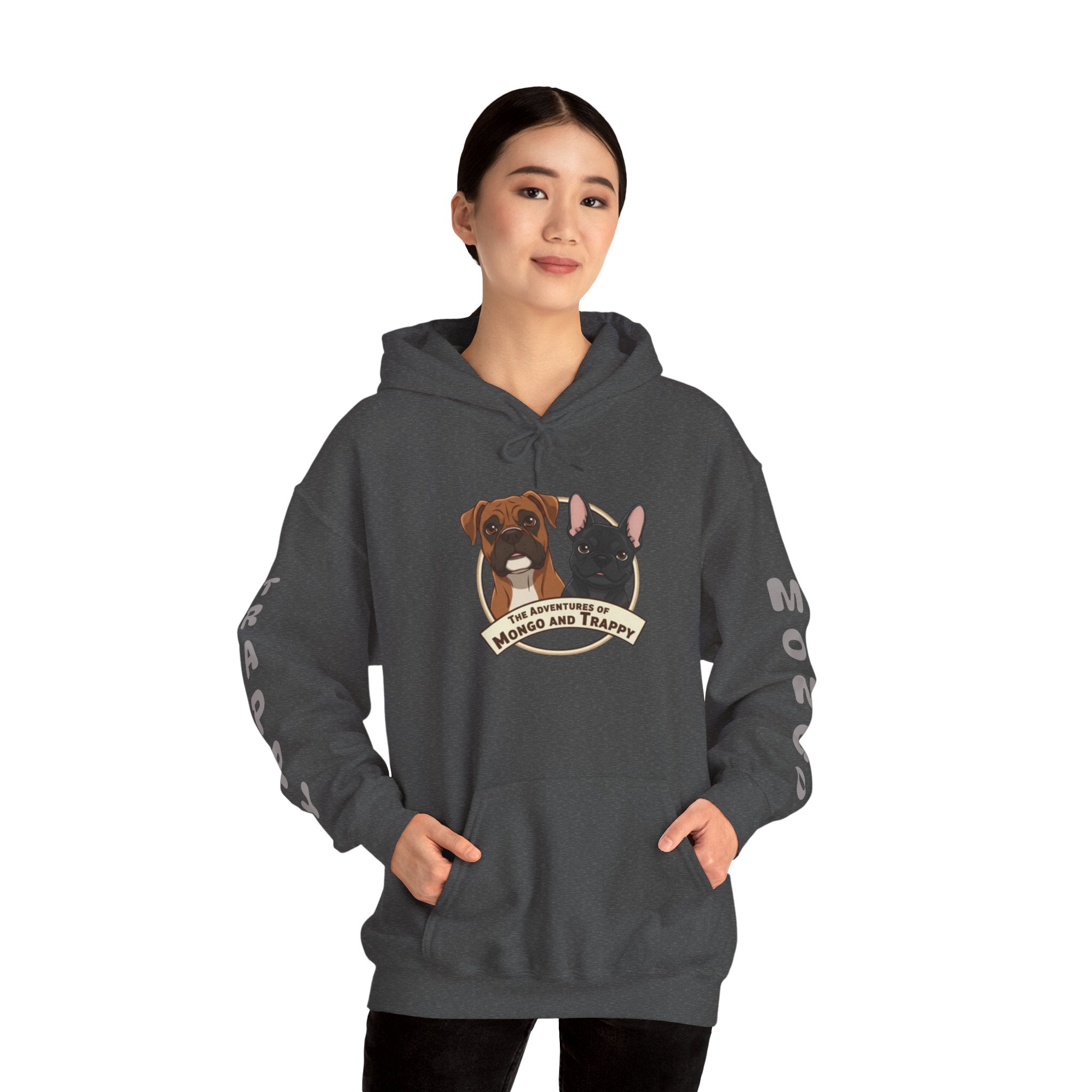 Dog Duo Hoodie — "Mongo and Trappy" Portrait Hoodie with QR Code