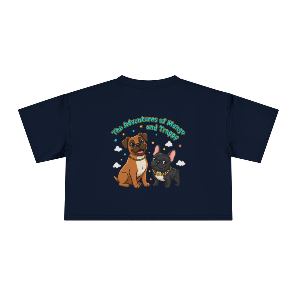 Adventures of Mongo & Trappy Crop Tee  Cute French Bulldog Graphic