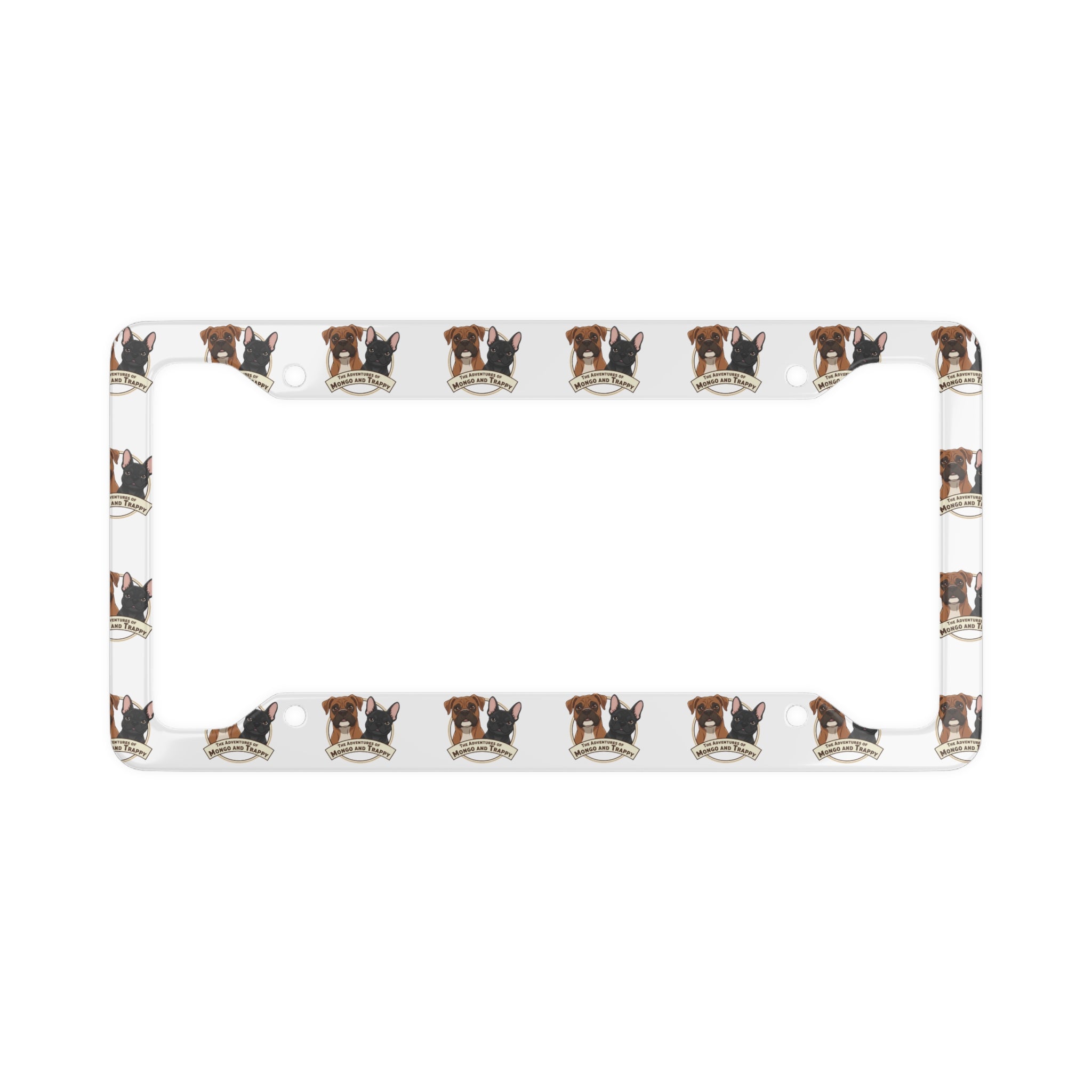 Bulldog Pattern License Plate Frame — Cute Dog Face Car Plate Frame