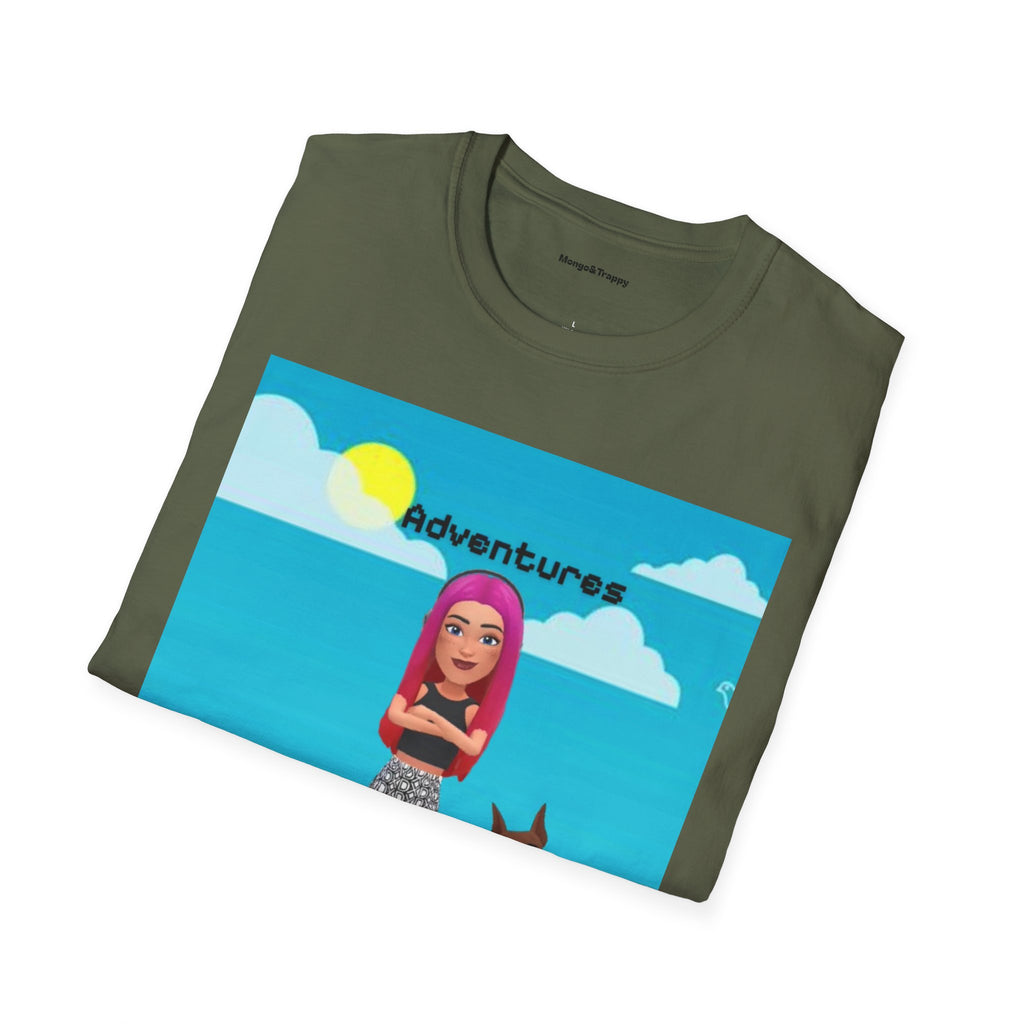 Adventure Graphic T-Shirt — “Adventures of Mongo & Trappy” with Back QR Code