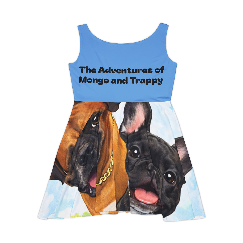 Women's Skater Dress — "The Adventures of Mongo and Trappy" Cute Dog Portrait AOP Dress