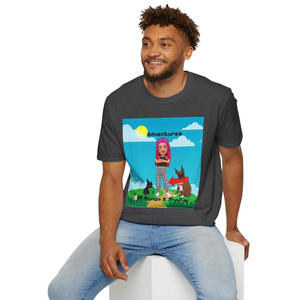 Adventure Graphic T-Shirt — “Adventures of Mongo & Trappy” with Back QR Code