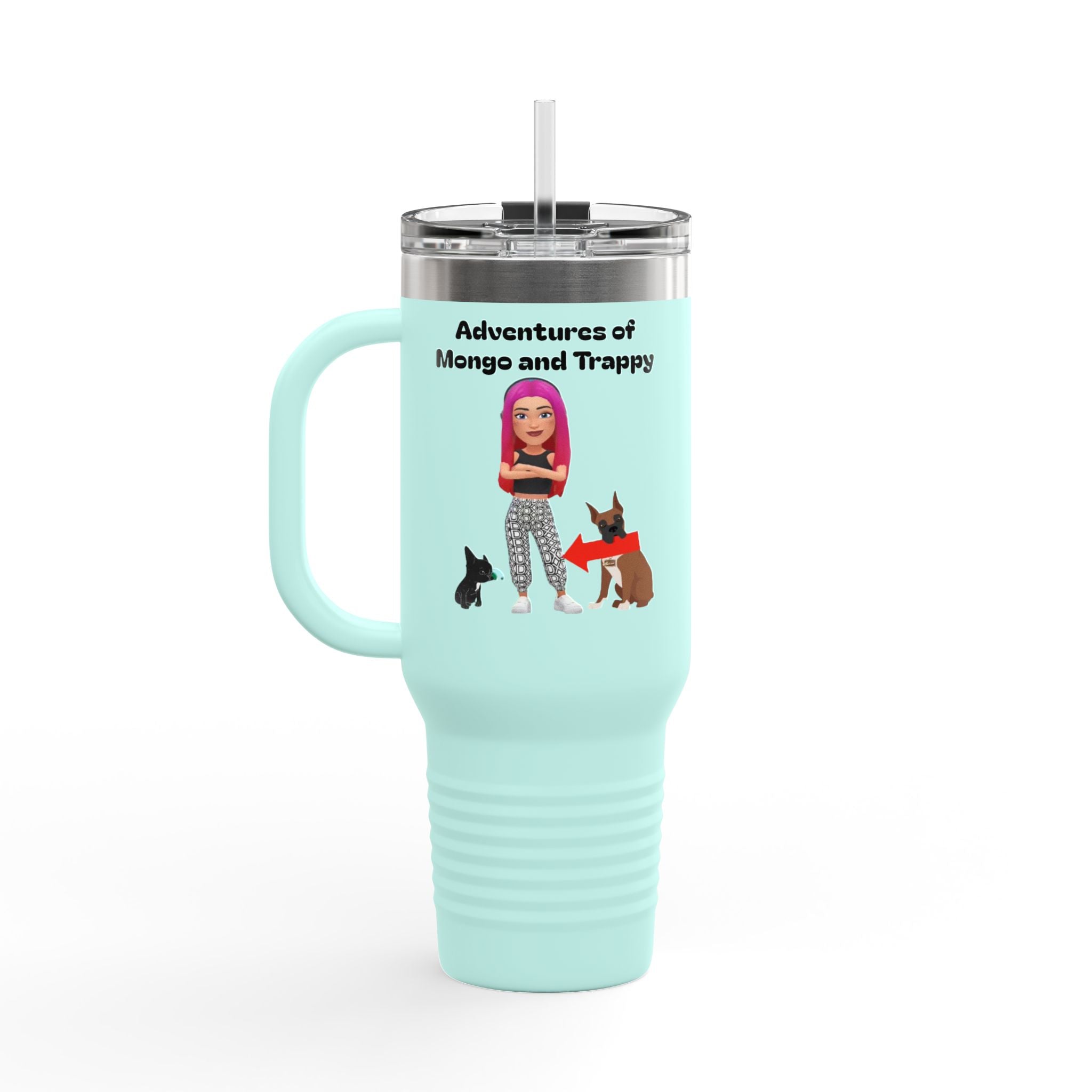 40oz Insulated Travel Mug — Adventures of Mongo and Trappy Personalized Pet & Owner Tumbler