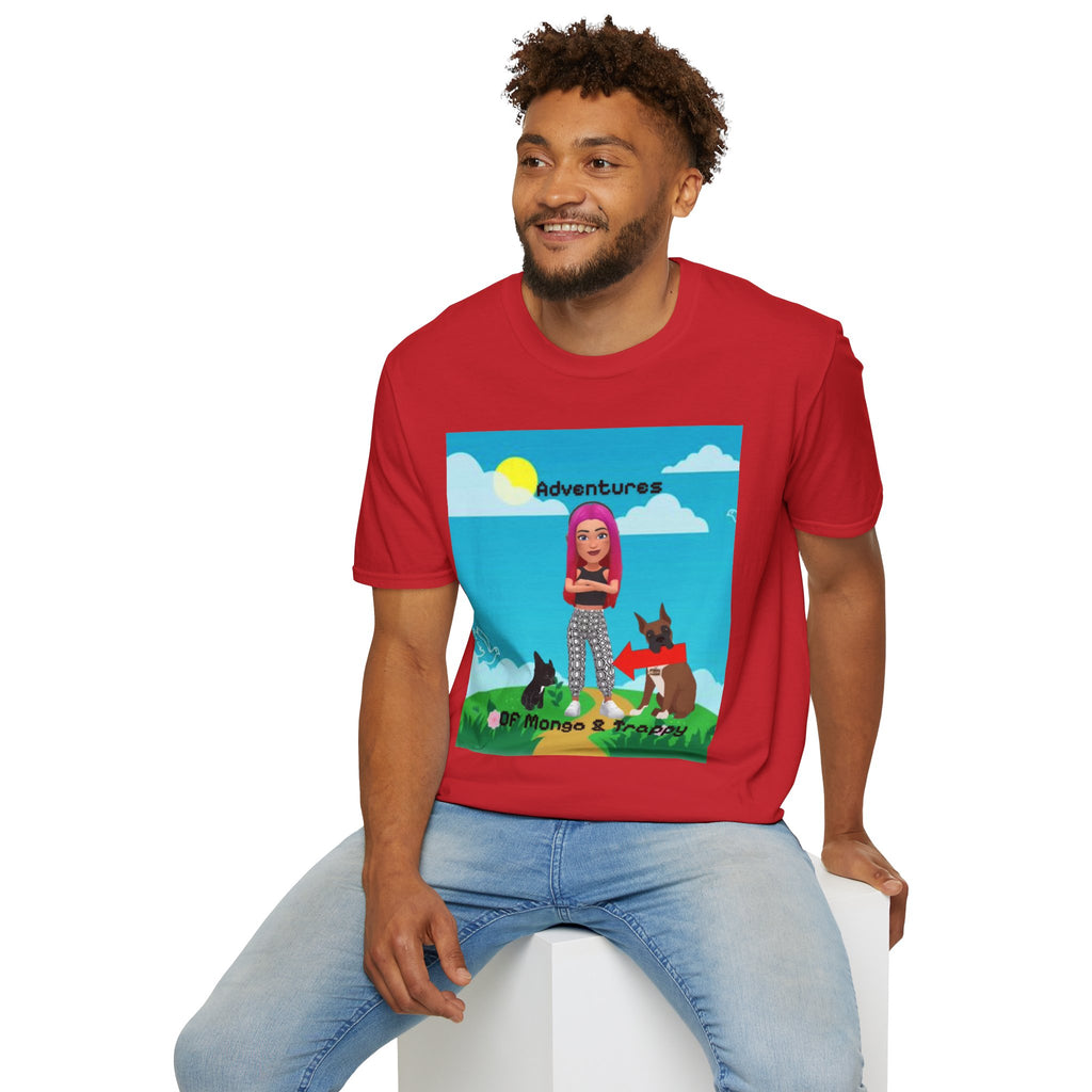 Adventure Graphic T-Shirt — “Adventures of Mongo & Trappy” with Back QR Code