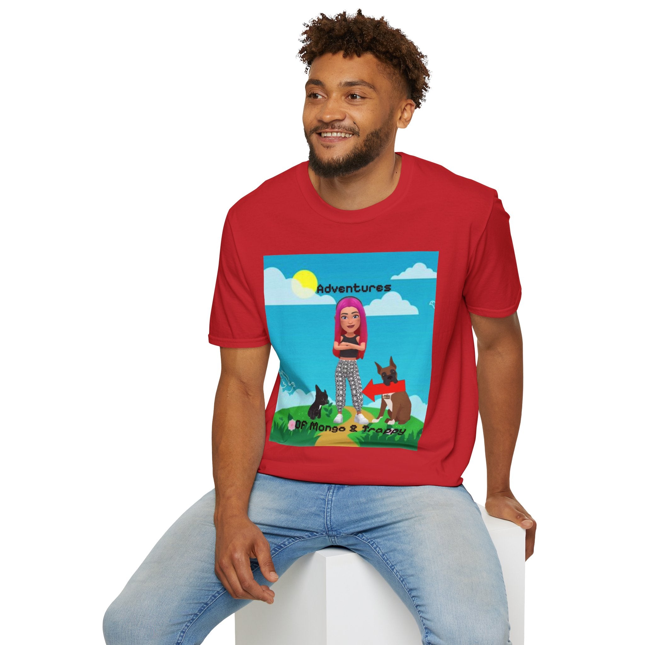 Adventure Graphic T-Shirt — “Adventures of Mongo & Trappy” with Back QR Code
