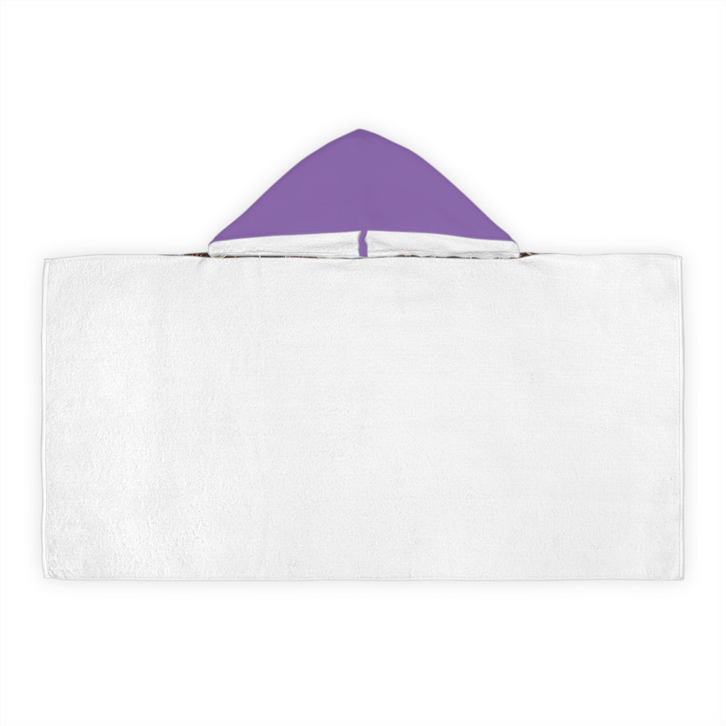 Kids Hooded Beach Towel — Cute French Bulldog Pattern on Purple