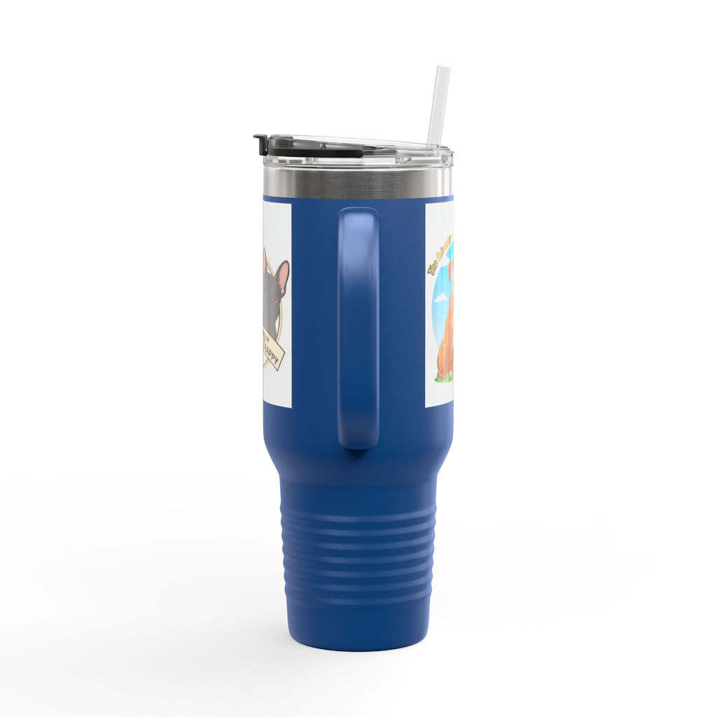 40oz Insulated Travel Mug — "My Adventures with Mongo and Trapper" Dog Portrait Tumbler