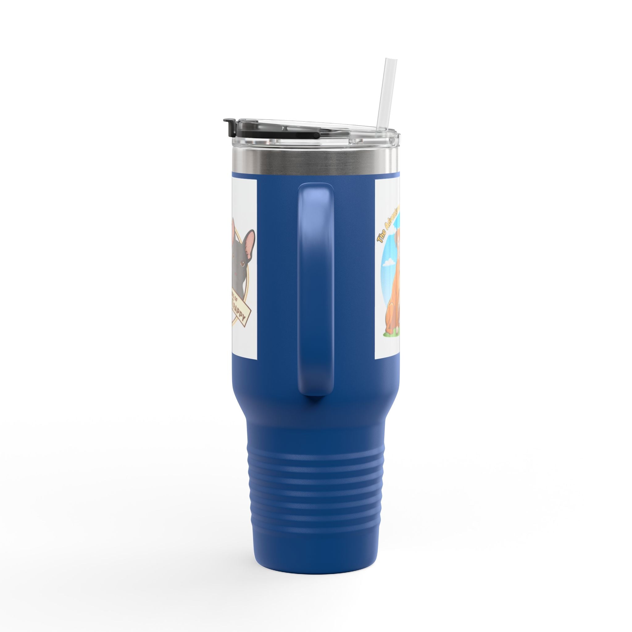 40oz Insulated Travel Mug — "My Adventures with Mongo and Trapper" Dog Portrait Tumbler