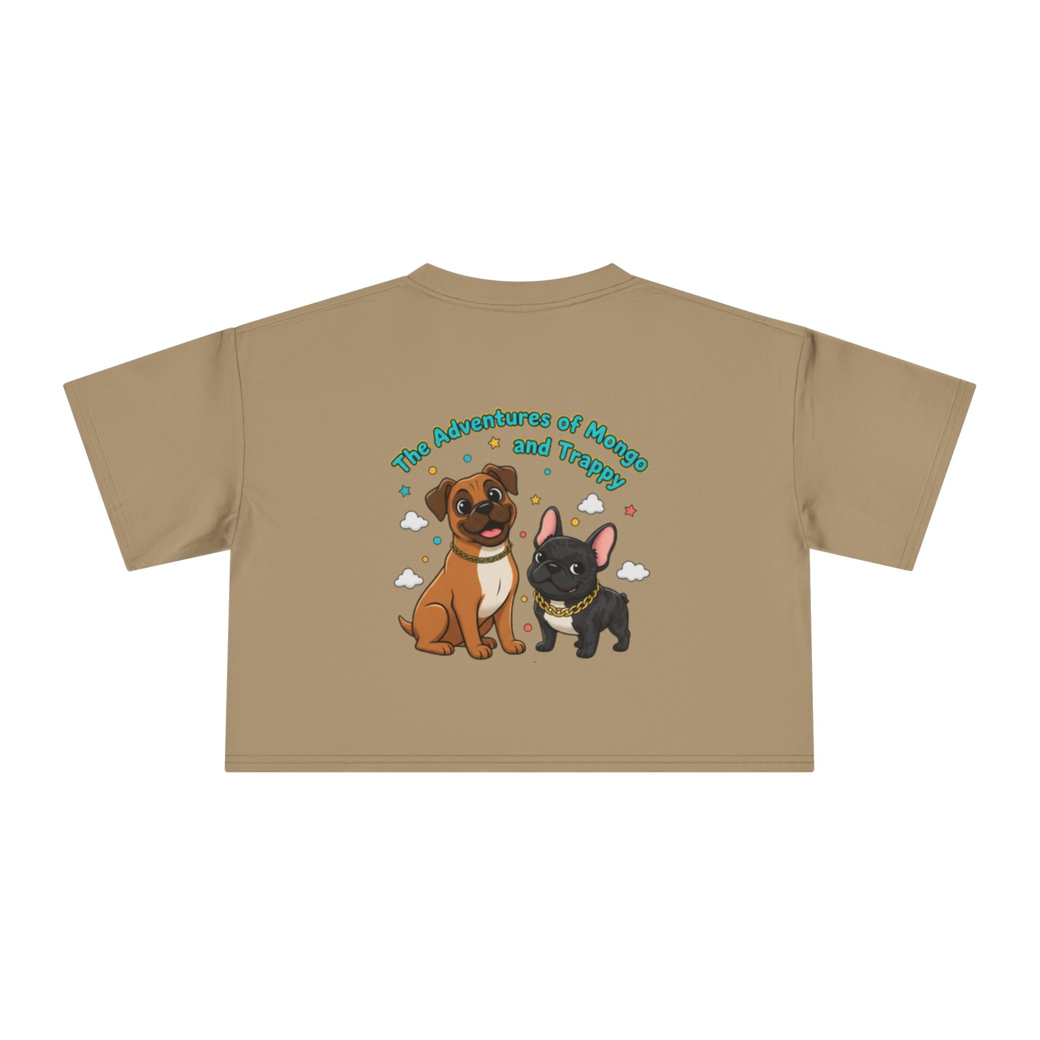 Adventures of Mongo & Trappy Crop Tee  Cute French Bulldog Graphic
