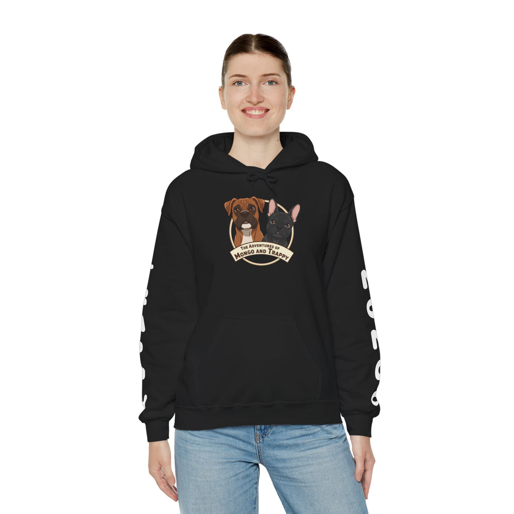 Dog Duo Hoodie — "Mongo and Trappy" Portrait Hoodie with QR Code