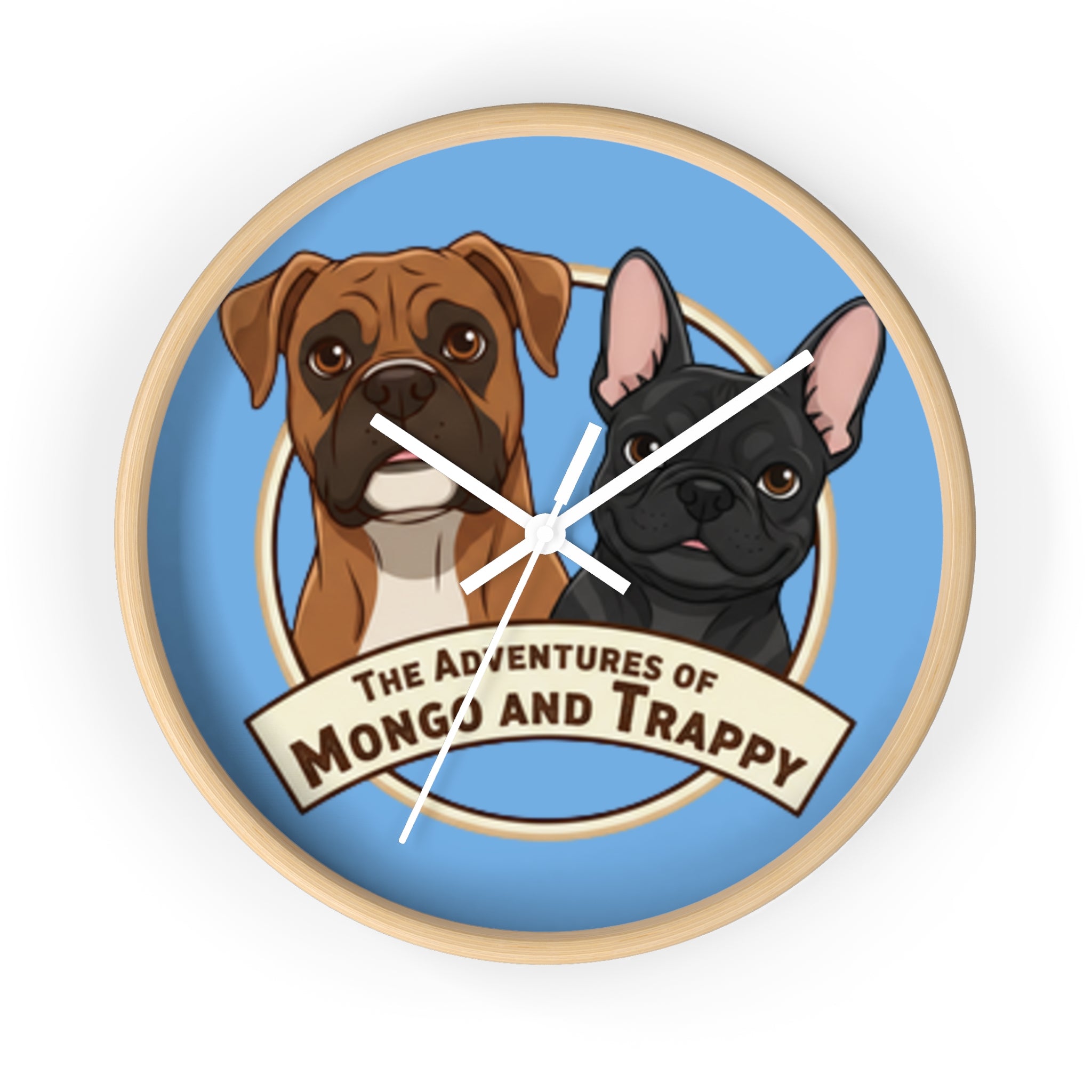 The Adventures of Mongo and Trappy Wall Clock — Cute Boxer & French Bulldog Pet Decor