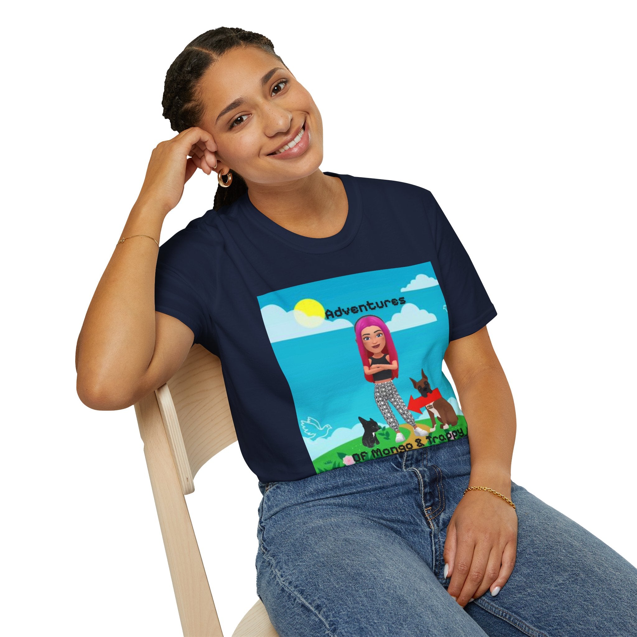 Adventure Graphic T-Shirt — “Adventures of Mongo & Trappy” with Back QR Code