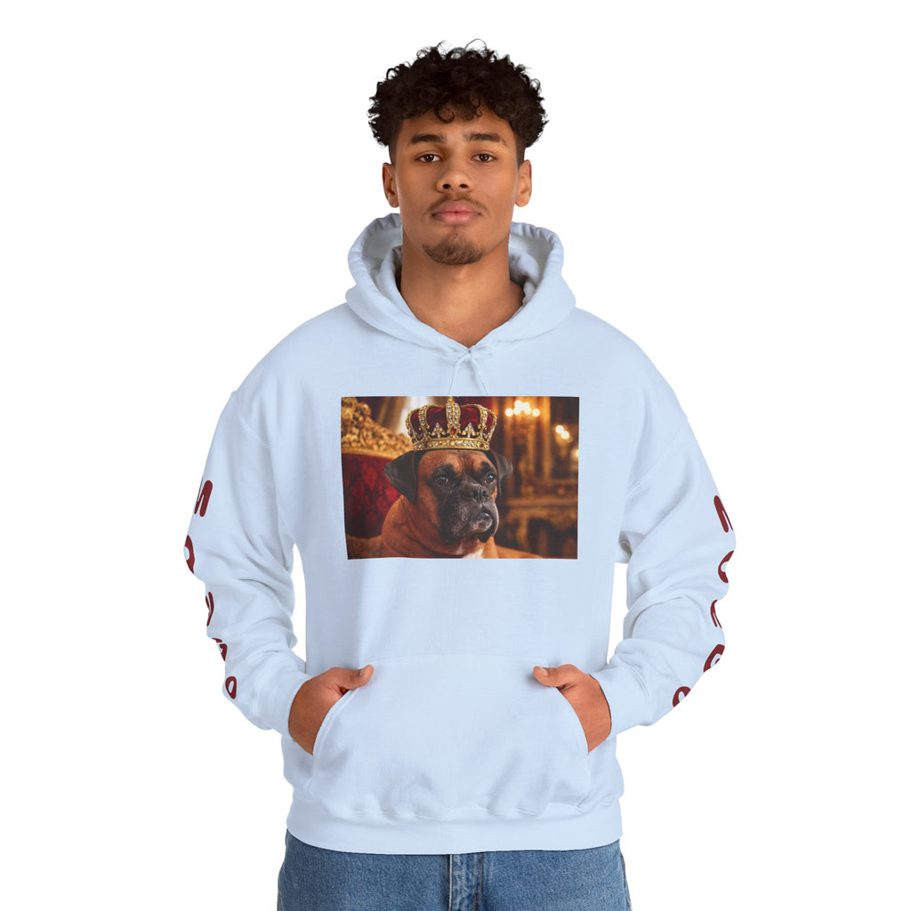 King Mungo Hoodie – Royal Dog Photo Pullover with 'Mungo' Sleeve Text