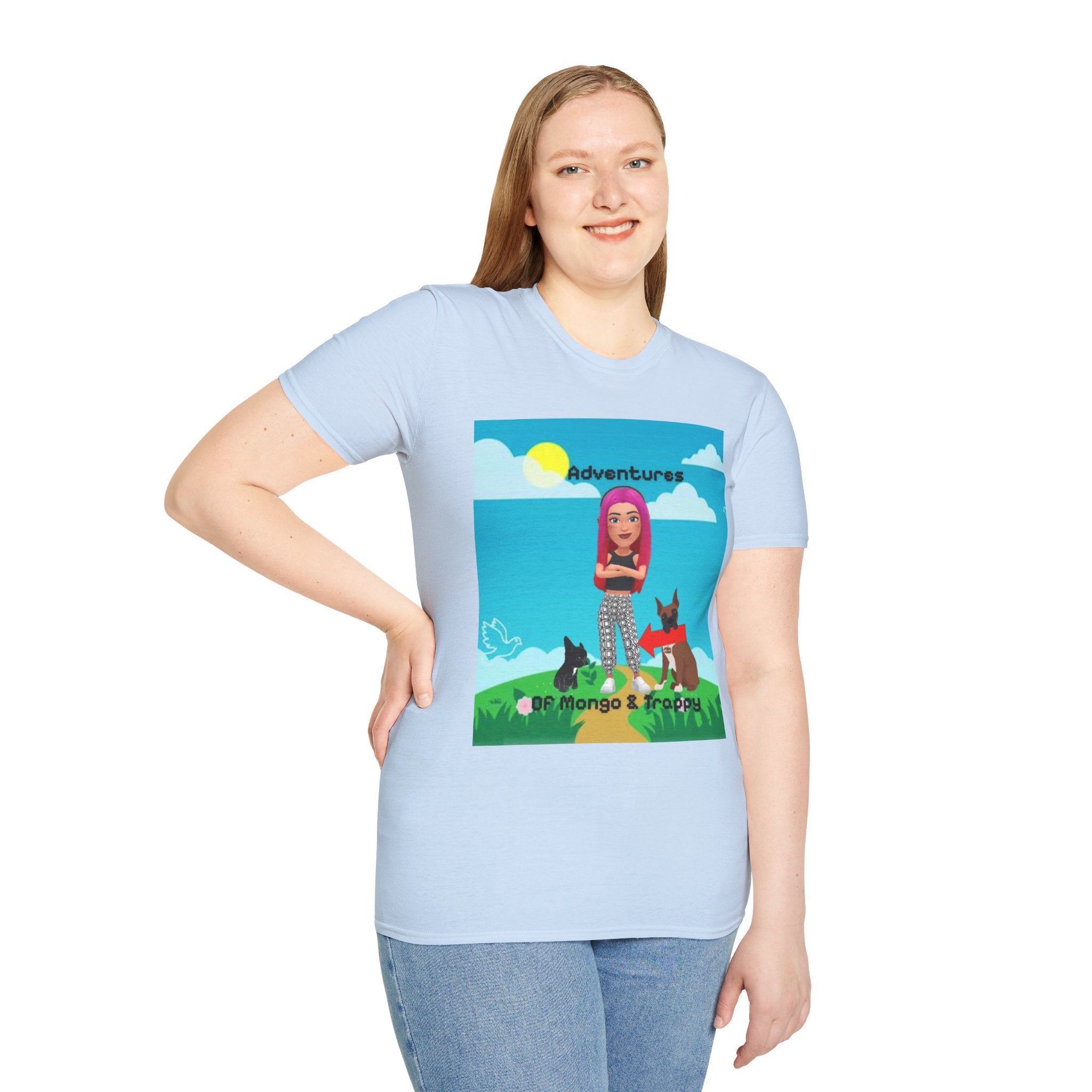 Adventure Graphic T-Shirt — “Adventures of Mongo & Trappy” with Back QR Code