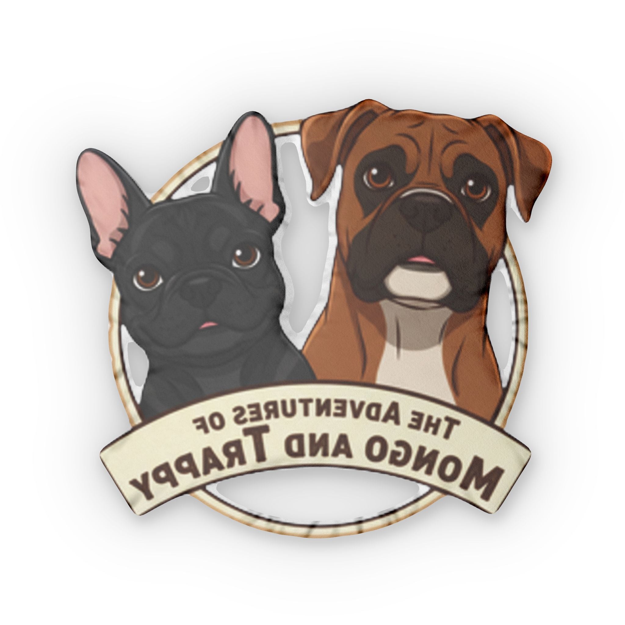 Custom Dog Portrait Pillow — "The Adventures of Mongo and Trappy"