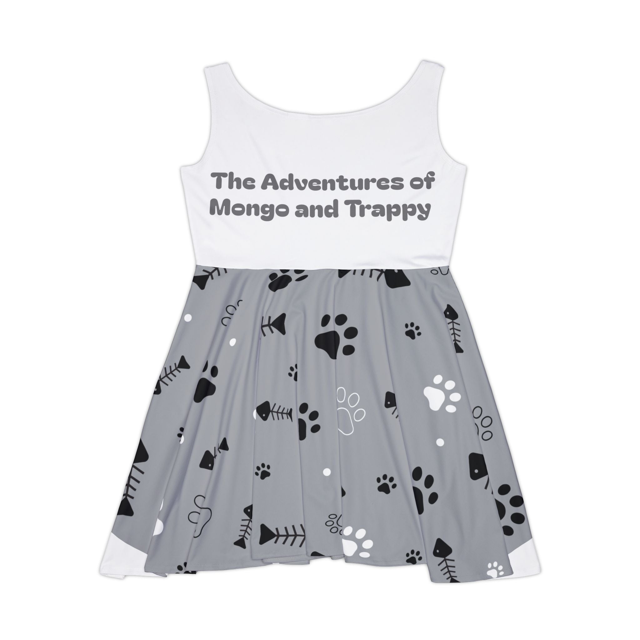 The Adventures of Mongo and Trappy Skater Dress — Cute Paw Print Dog Print Dress