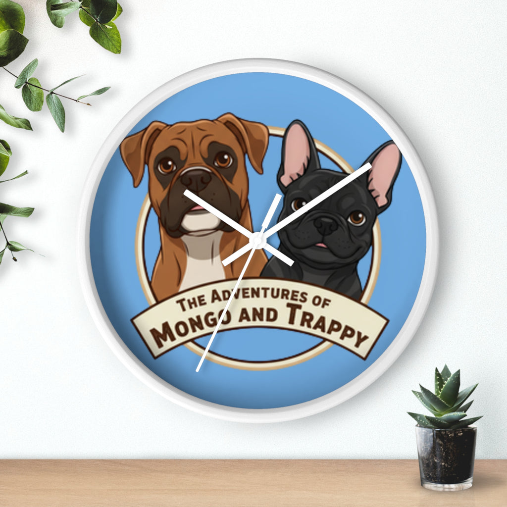 The Adventures of Mongo and Trappy Wall Clock — Cute Boxer & French Bulldog Pet Decor